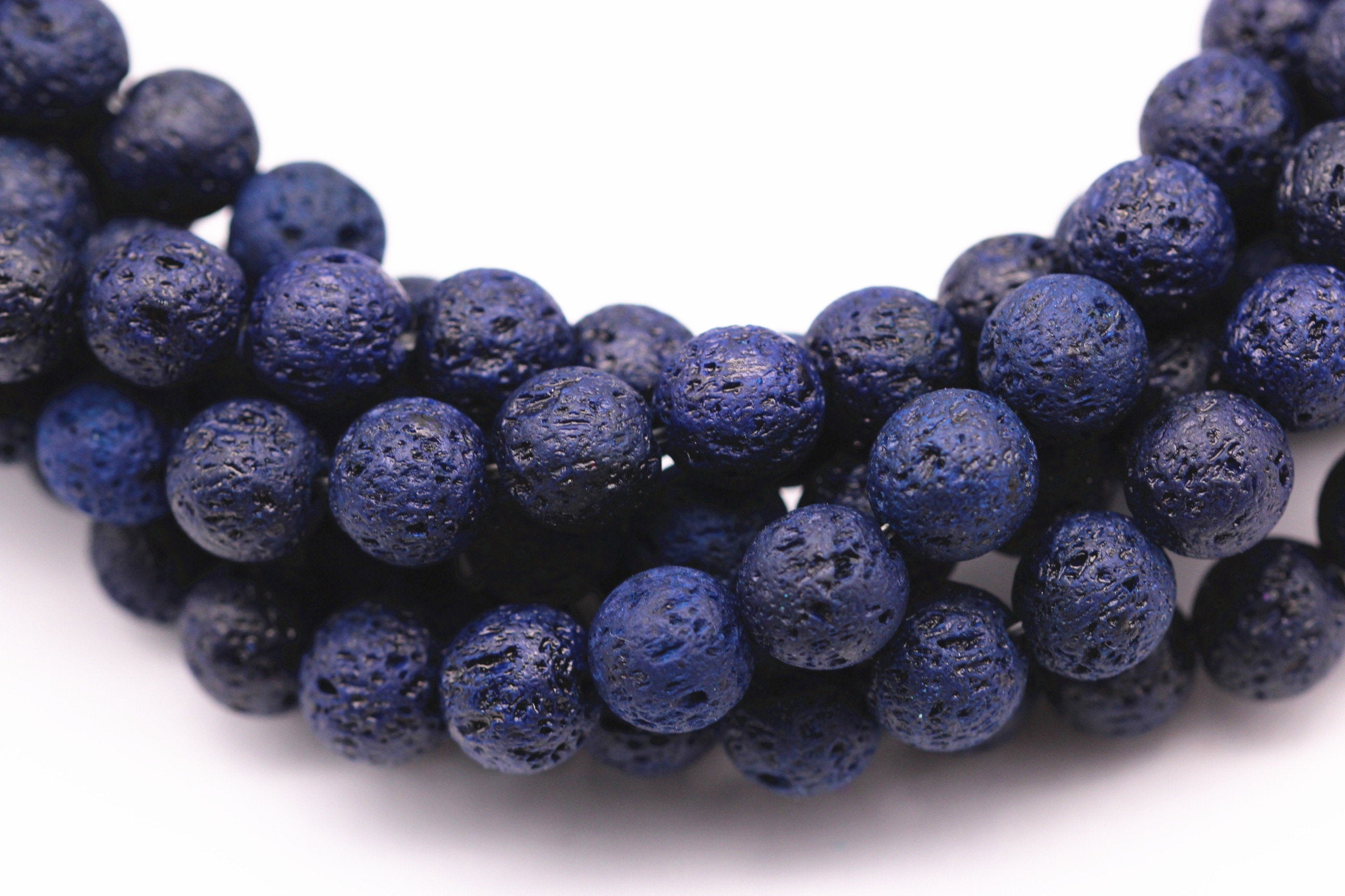 Premium 8mm Dark Blue Lava Rock Stone Beads - 15.5 Inch Strand for Jewelry Making, Meditation Bracelets & Spiritual Healing Accessories