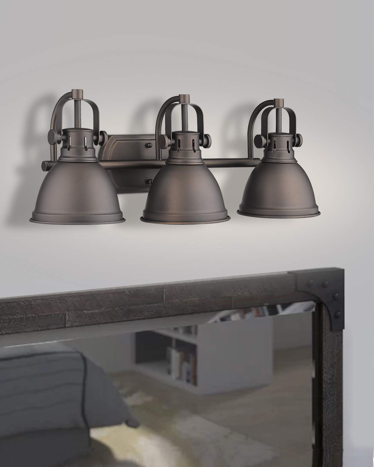 Emliviar 3-Light Vanity Light Fixture - Oil Rubbed Bronze Finish with Metal Shade for Bathroom Mirror Lighting, 4054 ORB - Perfect for Modern Vanity, Dressing Room & Makeup Area