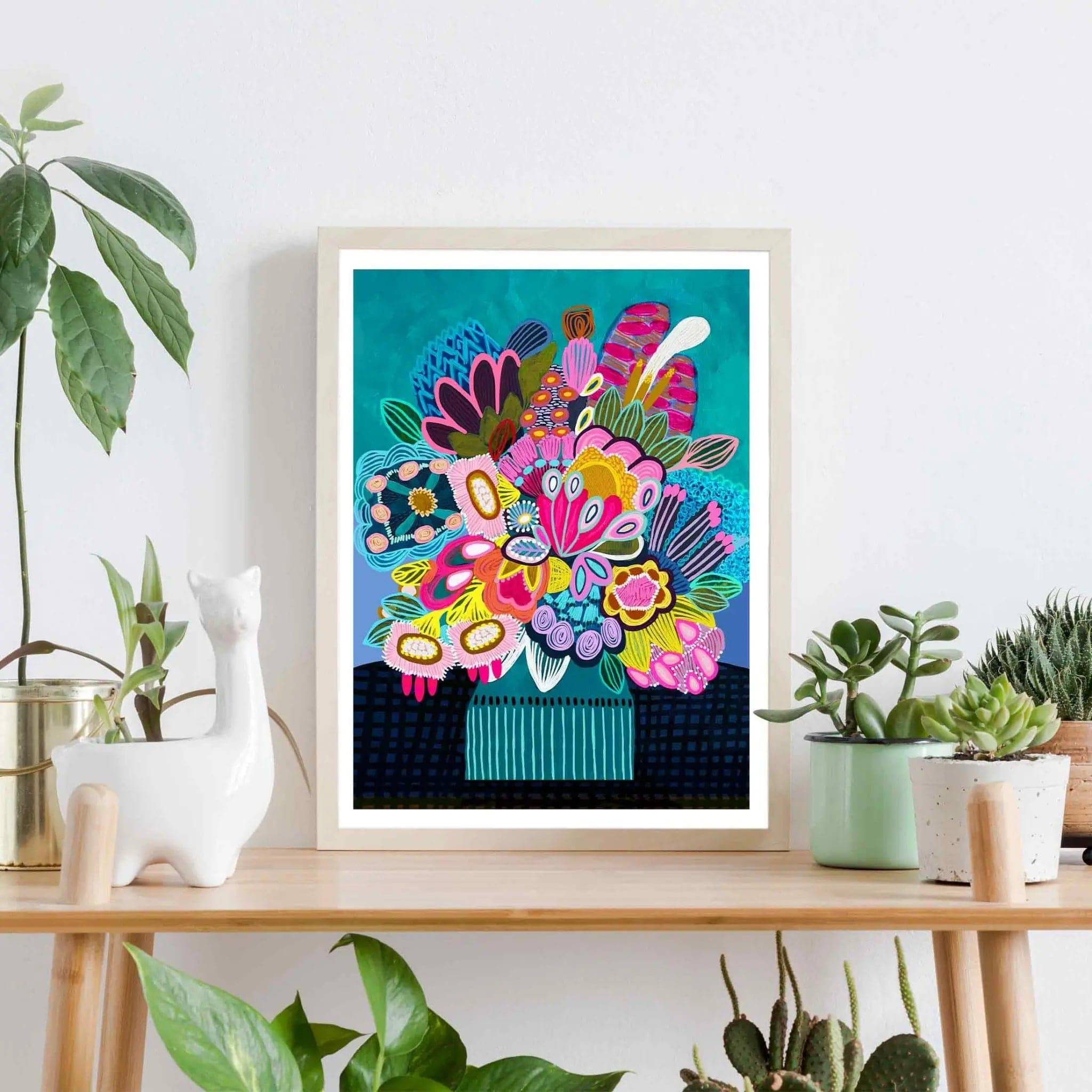 Botanica Stupenda Modern Wall Art Print - Framed Botanical Decor for Living Room, Bedroom & Office - Perfect Home Decor Gift Idea
