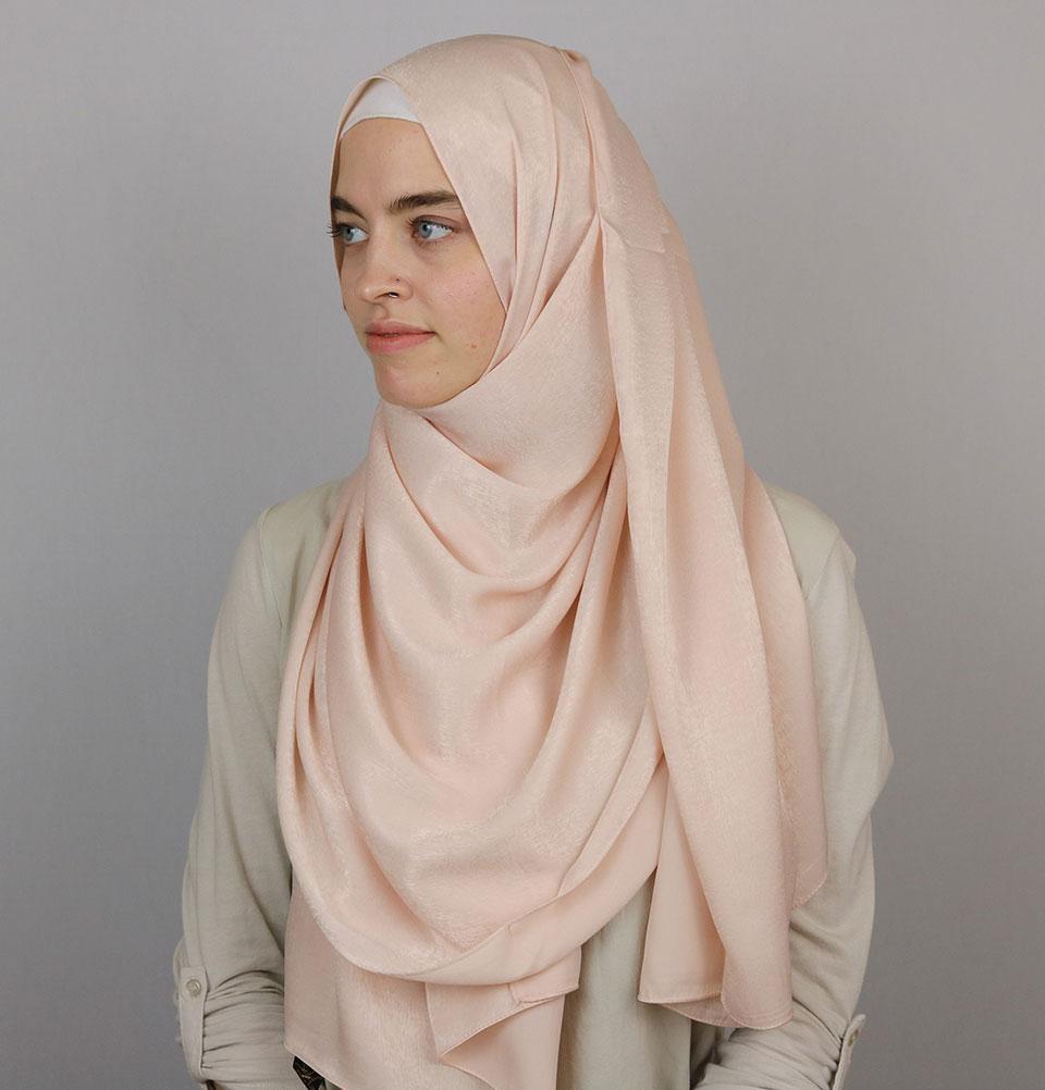 Eco-Friendly Bamboo Satin Hijab Shawl - Soft & Breathable Light Pink Scarf for Muslim Women | Perfect for Daily Wear, Prayer, and Special Occasions