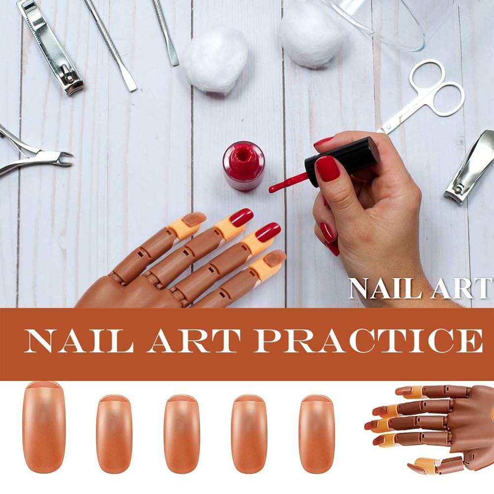 AKOAK 100 Pcs Acrylic Nail Practice Fingers - Flexible Fake Nail Training Heads for Manicure Practice, DIY Nail Art Display & Salon Supplies - Perfect for Nail Technicians, Students & Home Use