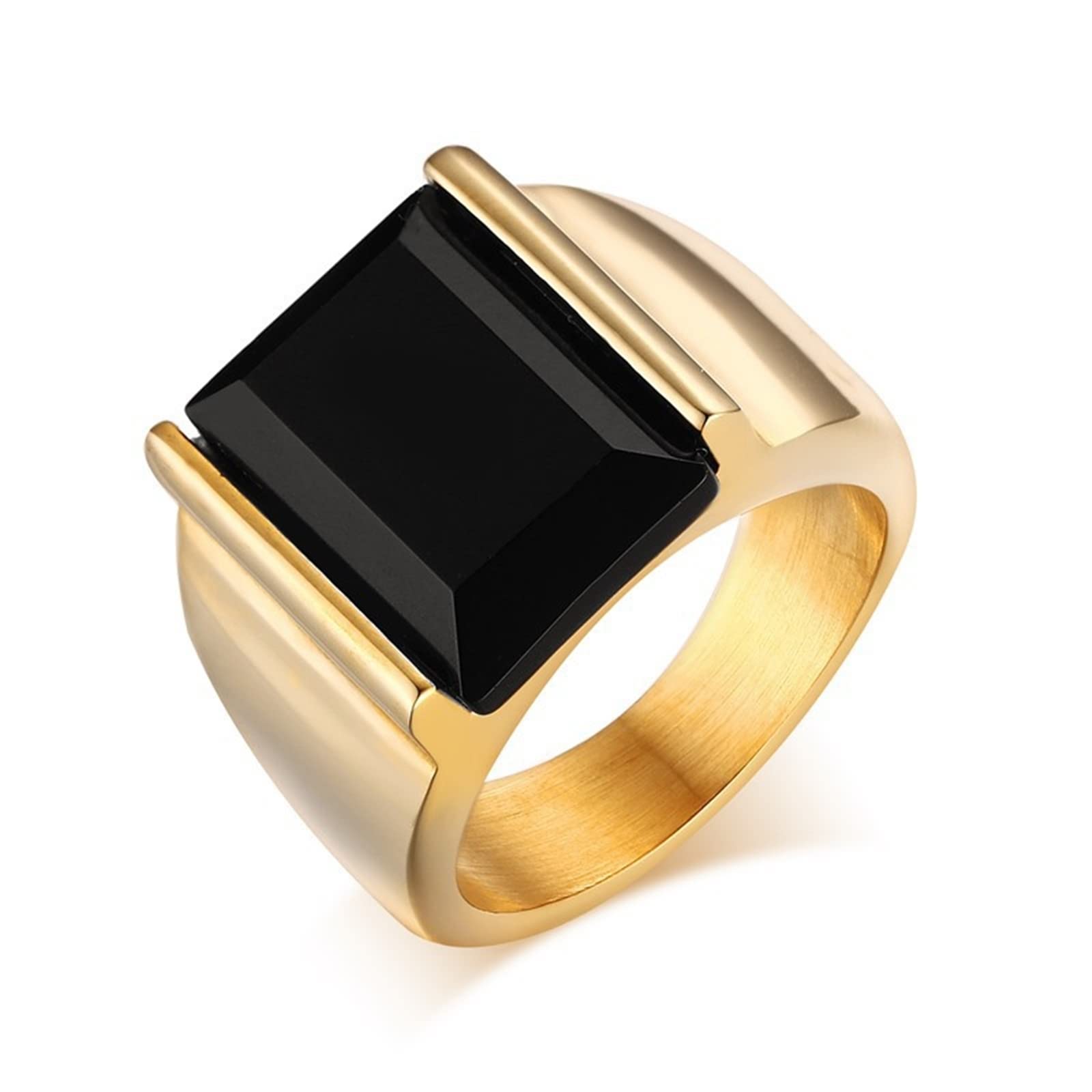 Vintage Stainless Steel Black Onyx Wedding Ring for Men - Elegant Engagement & Wedding Band, Durable Comfort Fit Design - Perfect for Proposals, Anniversaries & Special Occasions