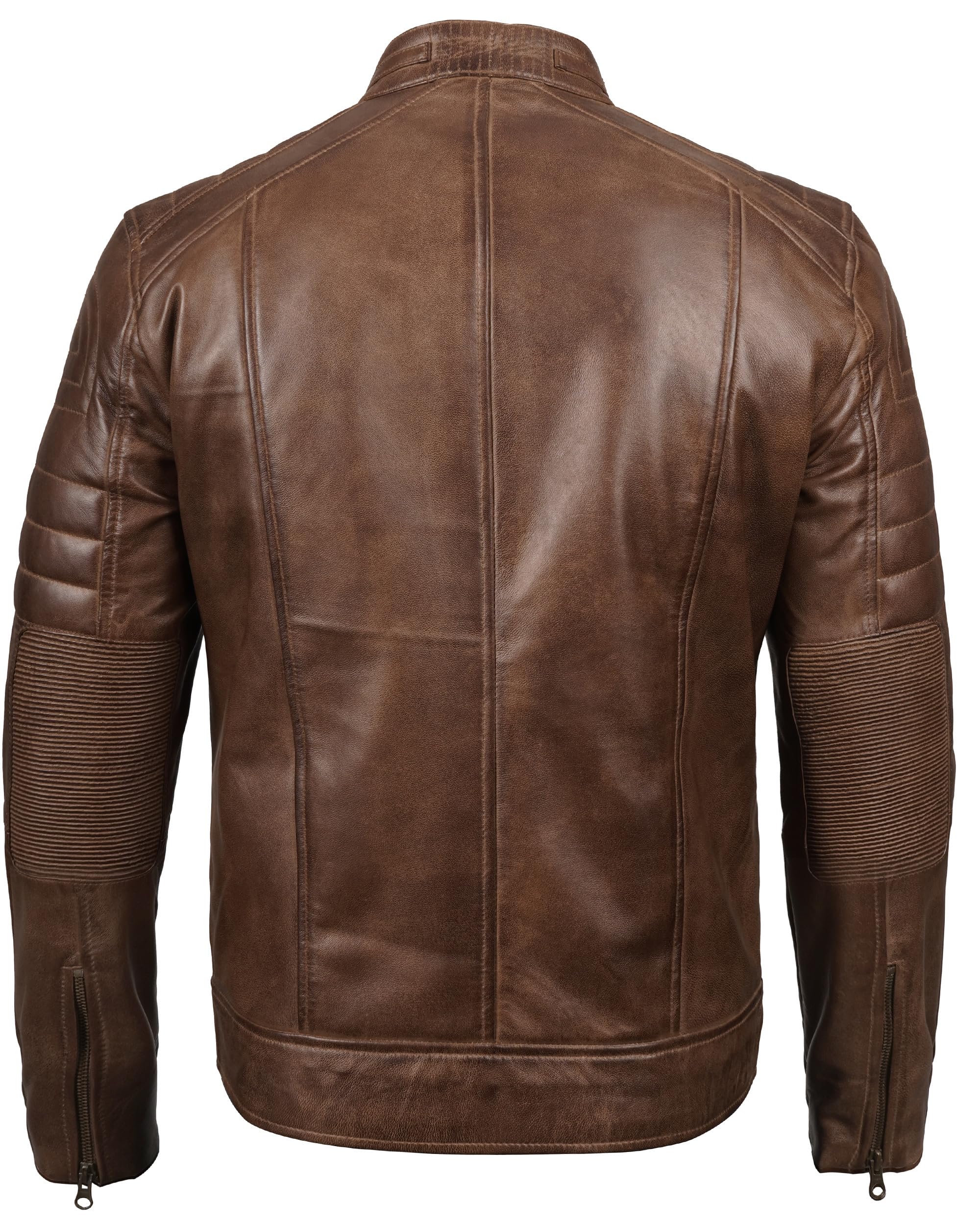 Decrum Men's Real Lambskin Leather Jacket - Cafe Racer Style Fashion Biker Jacket for Men | Perfect for Motorcycle Riding, Casual Outfits & Night Out