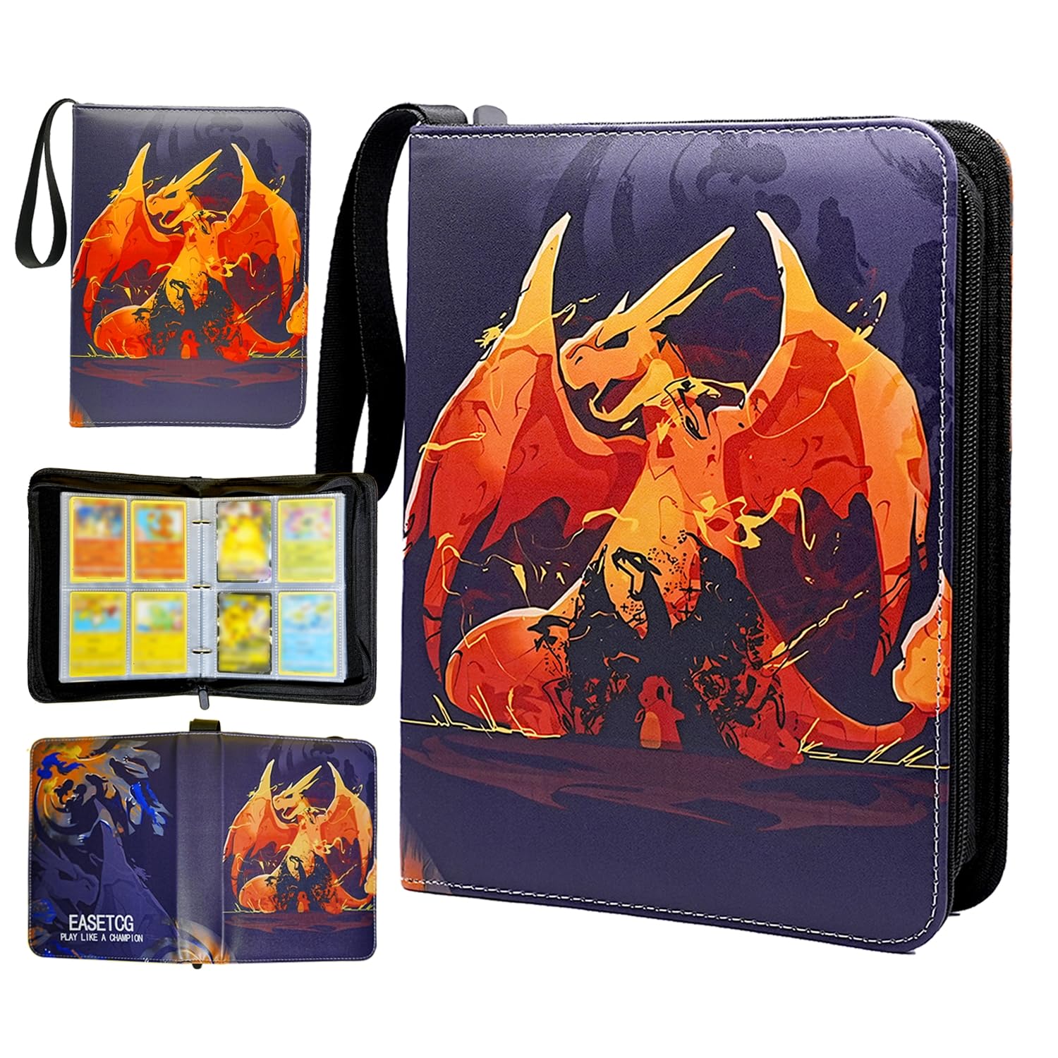 Pokemon Card Binder - 4 Pocket Trading Card Holder Fits 480 Cards | Durable Collectible Storage for Pokemon, MTG & Sports Cards | Perfect Gift for Teen Boys & Girls, Valentine's Day & Stocking Stuffers | Great for Card Game Tournaments, Collecting & Organizing