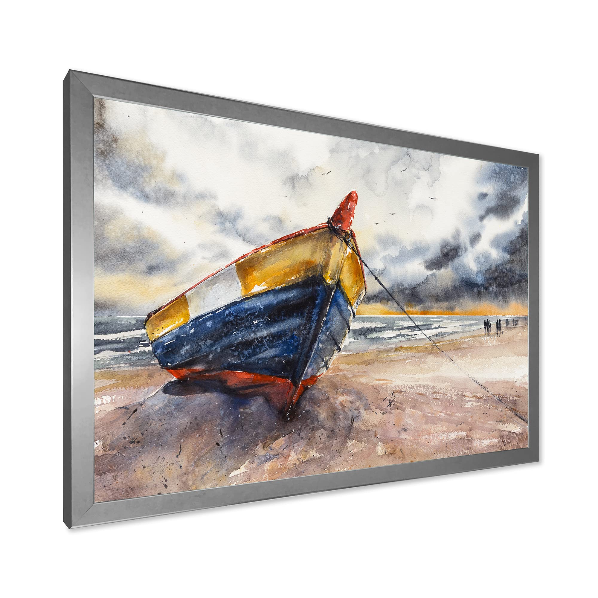 Handcrafted Wooden Boat Nautical Wall Art - Coastal Decor for Beach House, Living Room & Office - Framed Baltic Shores Painting