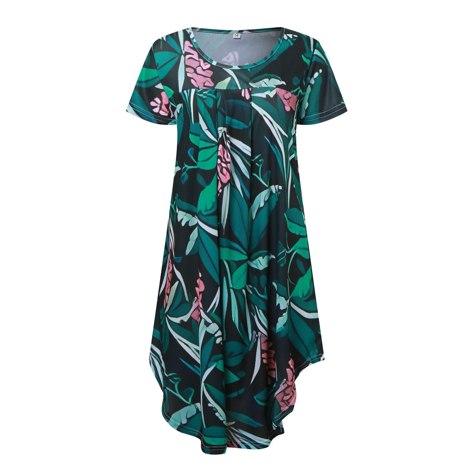 Eduavar Women's Summer Mini Dress - Vintage Print Scoop Neck Short Sleeve Tank Dress with Pockets | Casual Beach Wear, Vacation Outfit, Party Dress for Women