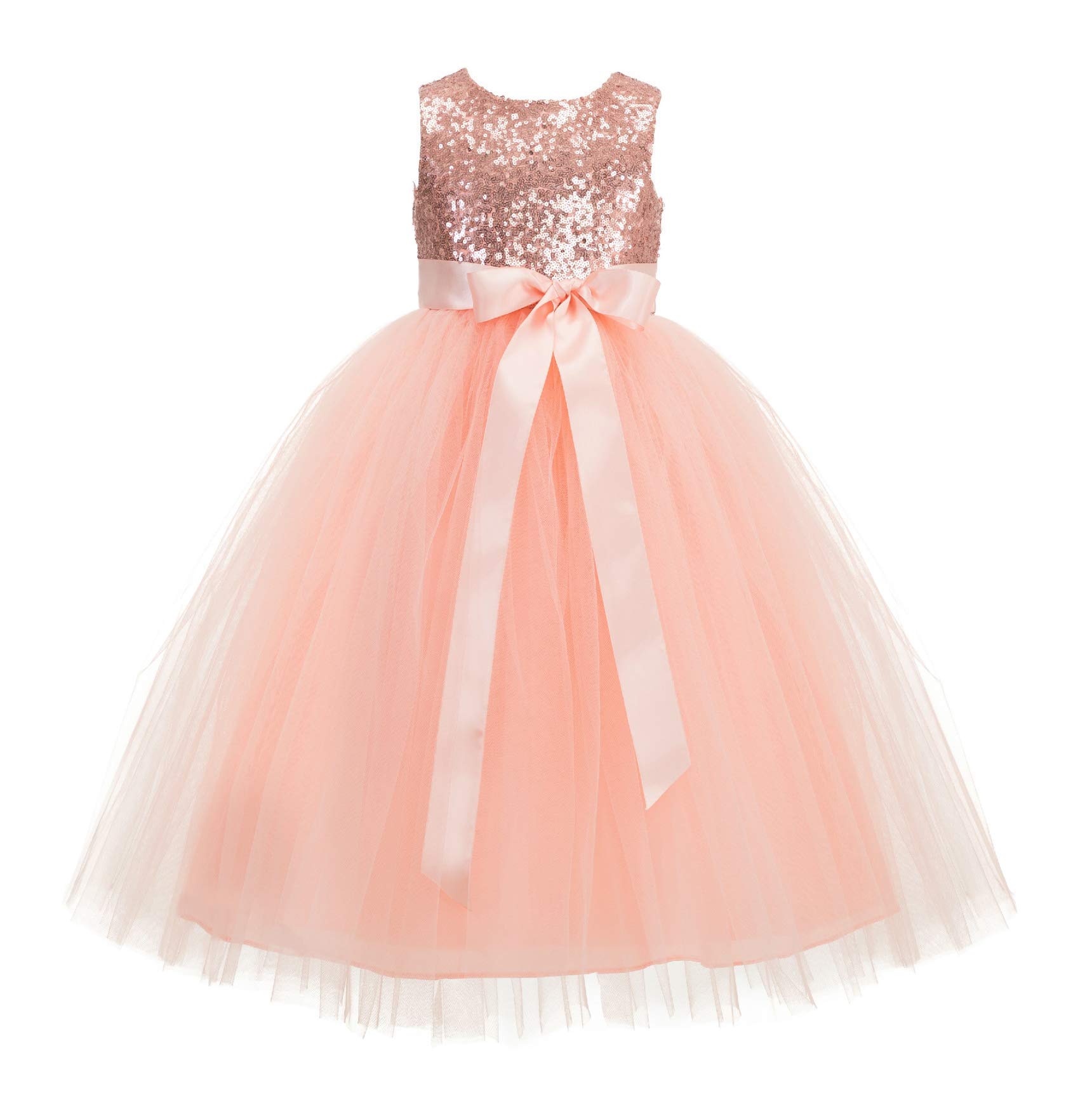 Heart Cutout Sequins Tulle Formal Pageant Dress for Girls - Elegant Wedding Party Gown with 172 Sequins - Perfect for Pageants, Weddings, and Special Occasions