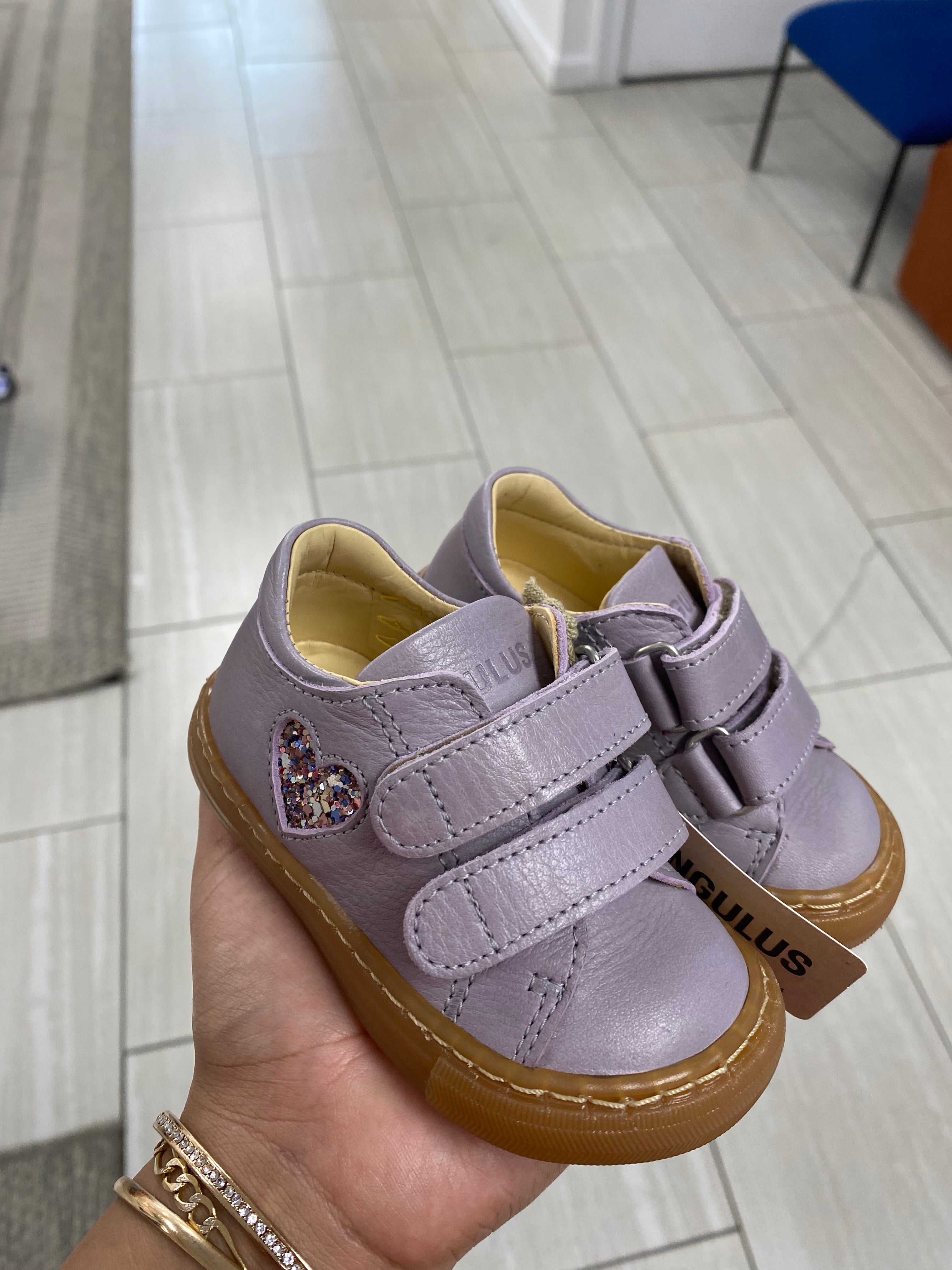 Angulus Lilac Heart Velcro Baby Sneakers - Soft & Comfortable First Walking Shoes for Toddlers - Perfect for Everyday Wear, Playdates & Special Occasions