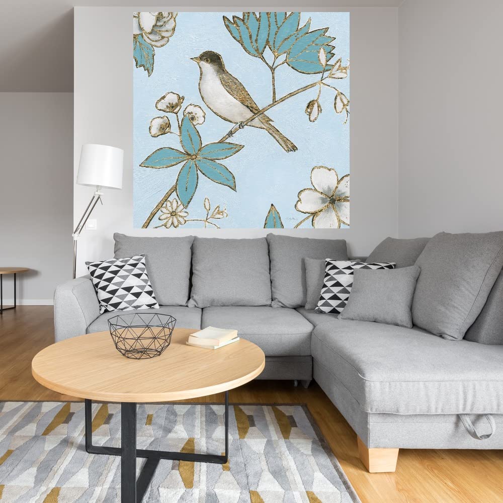 Fine Art Canvas Toile Birds IV by Emily Adams - Hand-Painted Wall Decor for Living Room, Bedroom, Office - 32x32 Inch Ready-to-Hang Canvas Print - Perfect for Home, Kitchen, Bathroom & Dining Room Decor