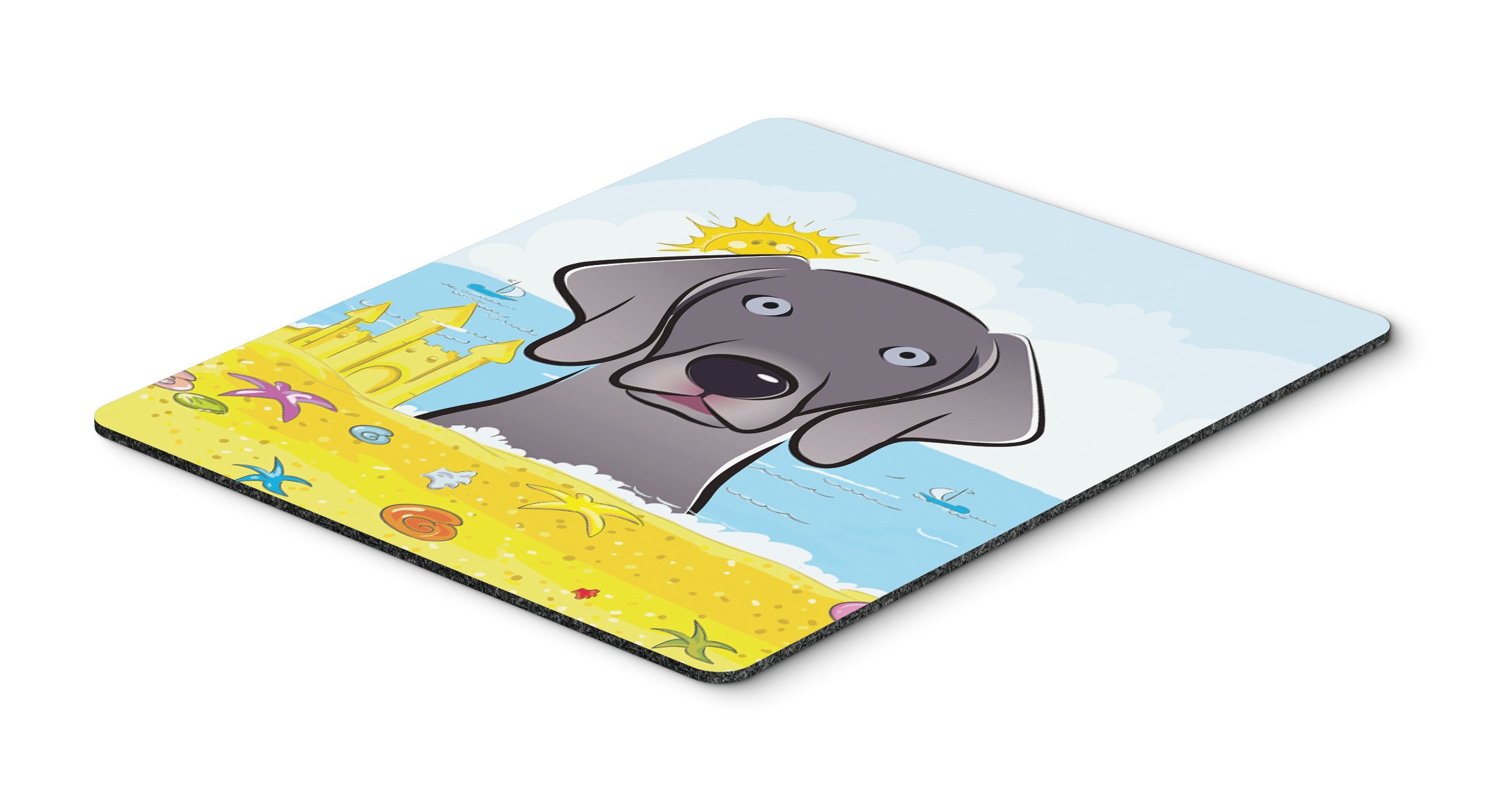 Weimaraner Summer Beach Mouse Pad - Large Washable Non-Slip Desk Mat for Home Office, Gaming & Computer Work | Cute Dog Design Hot Pad & Trivet for Kitchen | Perfect Gift for Pet Lovers & Beach Decor Enthusiasts