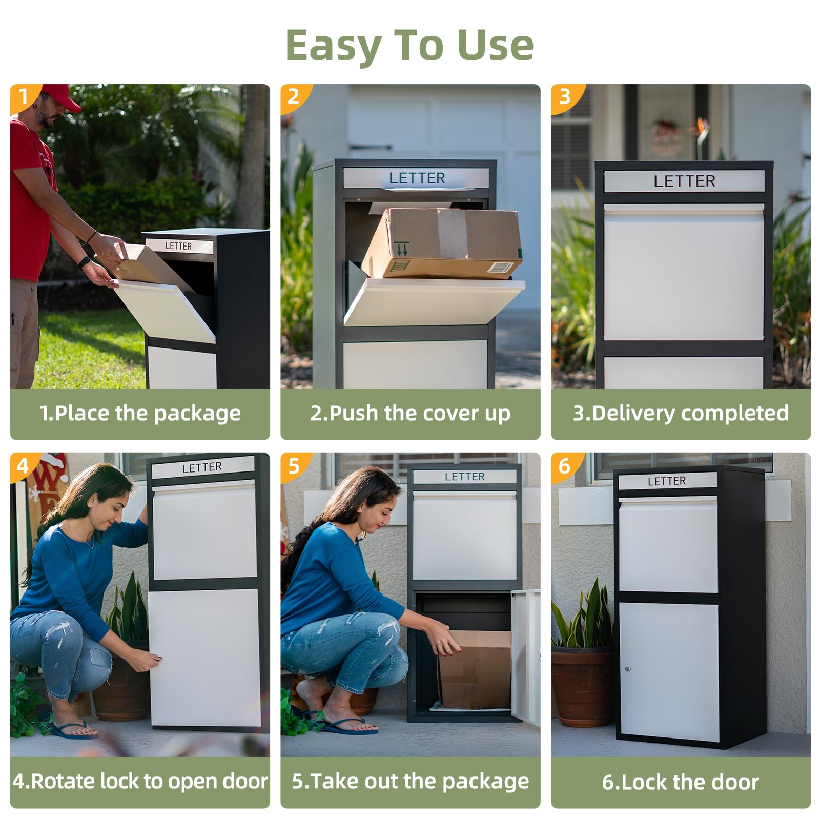 Extra Large Lockable Package Delivery Box for Outside - Secure Porch Mailbox with Storage Compartment | Perfect for Home, Apartment & Business Deliveries
