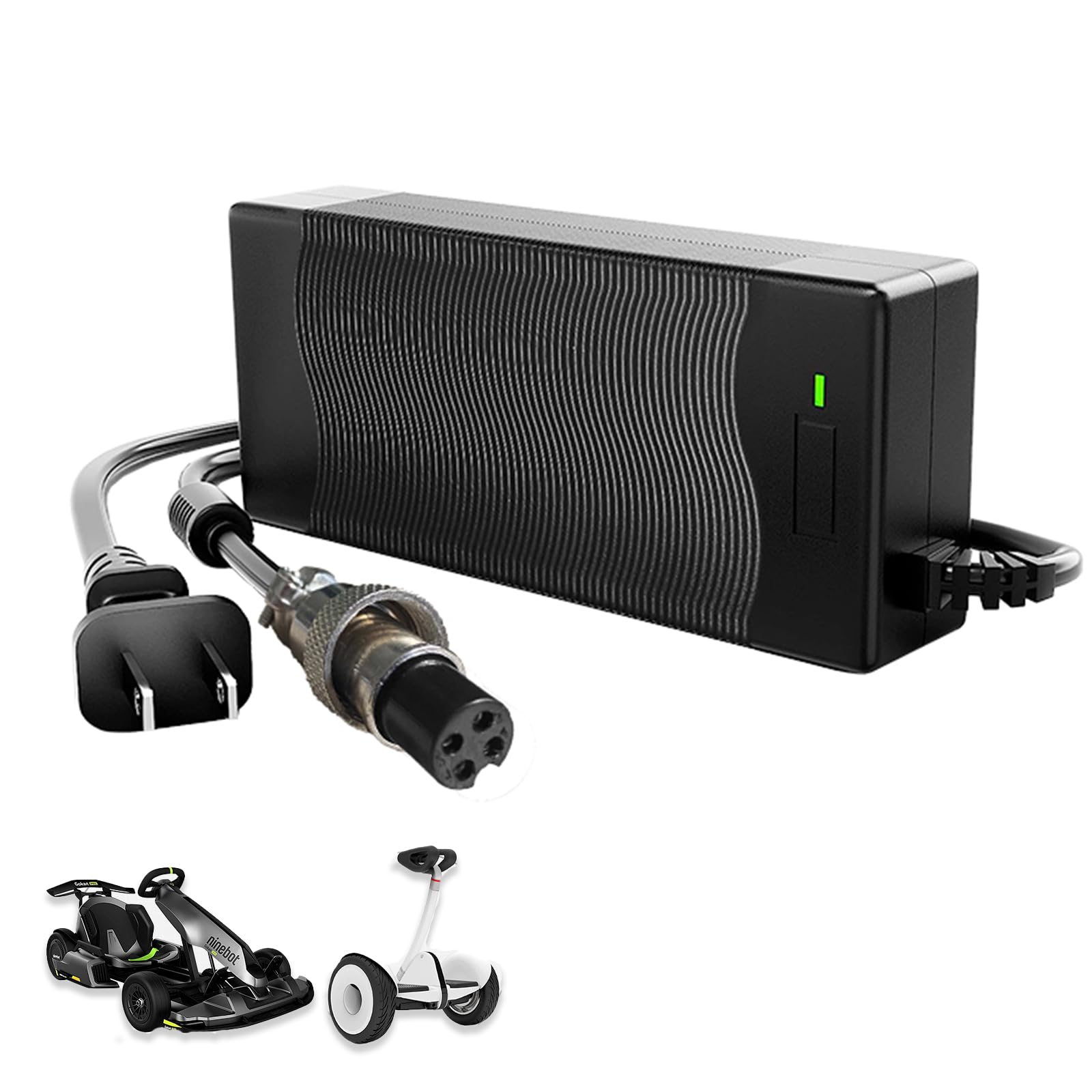 4 Prong Scooter Charger 63V 2A Power Adapter - Compatible with Segway Ninebot S/S-MAX/Mini Lite/Mini PRO & Go Kart Kit/PRO - Fast Charging Replacement with 4 Pin Connector - Perfect for Commuting, Outdoor Adventures & Racing