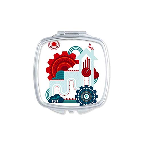 DIYthinker Contrast-Color Gear Clock Design Portable Double-Sided Compact Mirror for Makeup, Travel & Home Decor | Perfect for Handbags, Vanity & Gifts