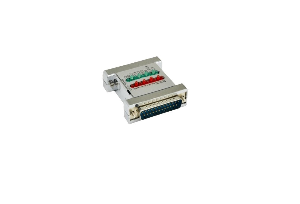 RS 232 Serial Loopback Tester with Green/Red LED Indicators - DB25 Male to Female Connector (1 Pack) - Perfect for Network Testing, Hardware Debugging & IT Maintenance