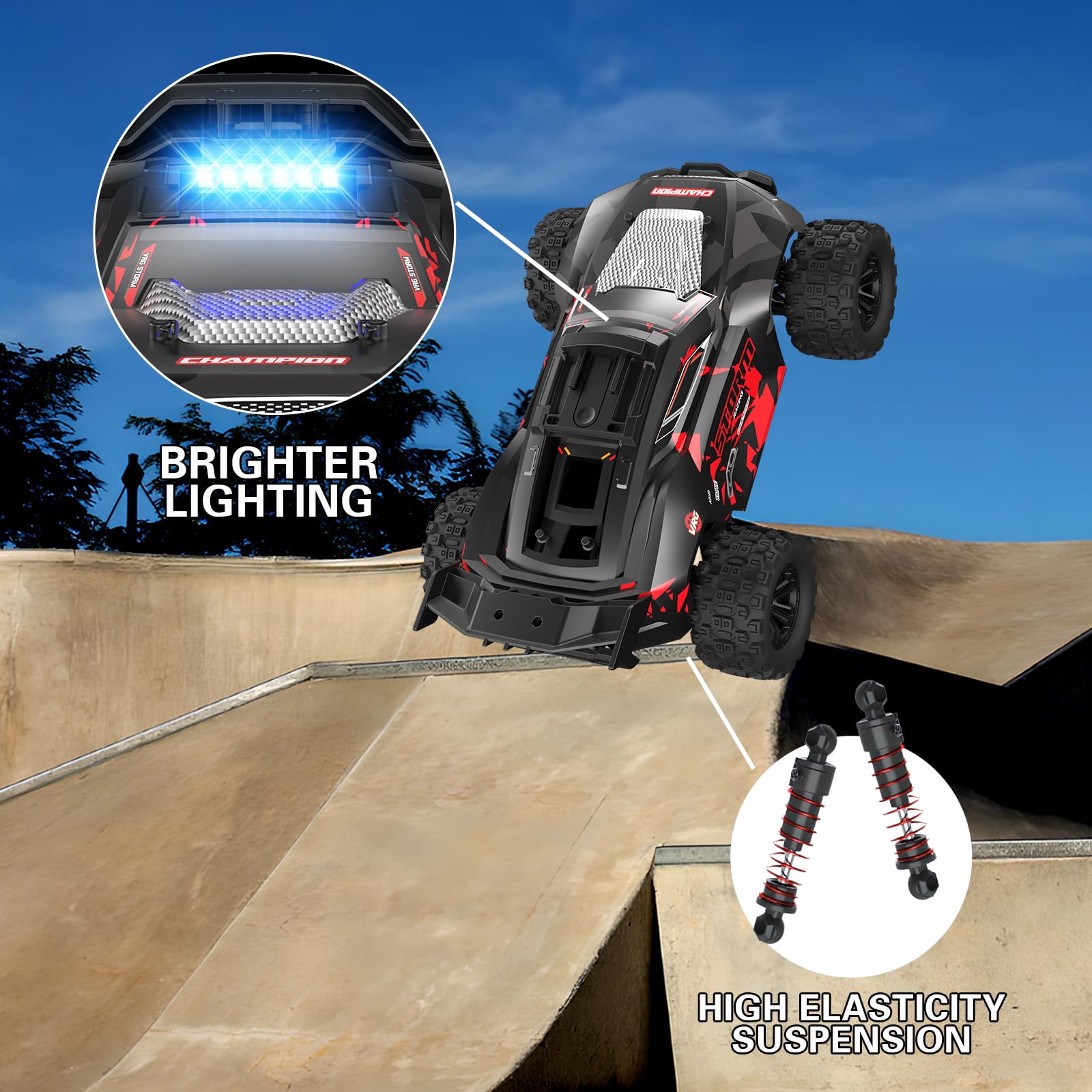 1:18 Scale All Terrain RC Cars - 40km/h High Speed Remote Control Vehicle, 2.4Ghz 4WD Off Road Monster Truck with 2 Rechargeable Batteries | Electric RC Car Toys for Kids & Adults | Perfect for Outdoor Racing, Backyard Play and Gift Giving