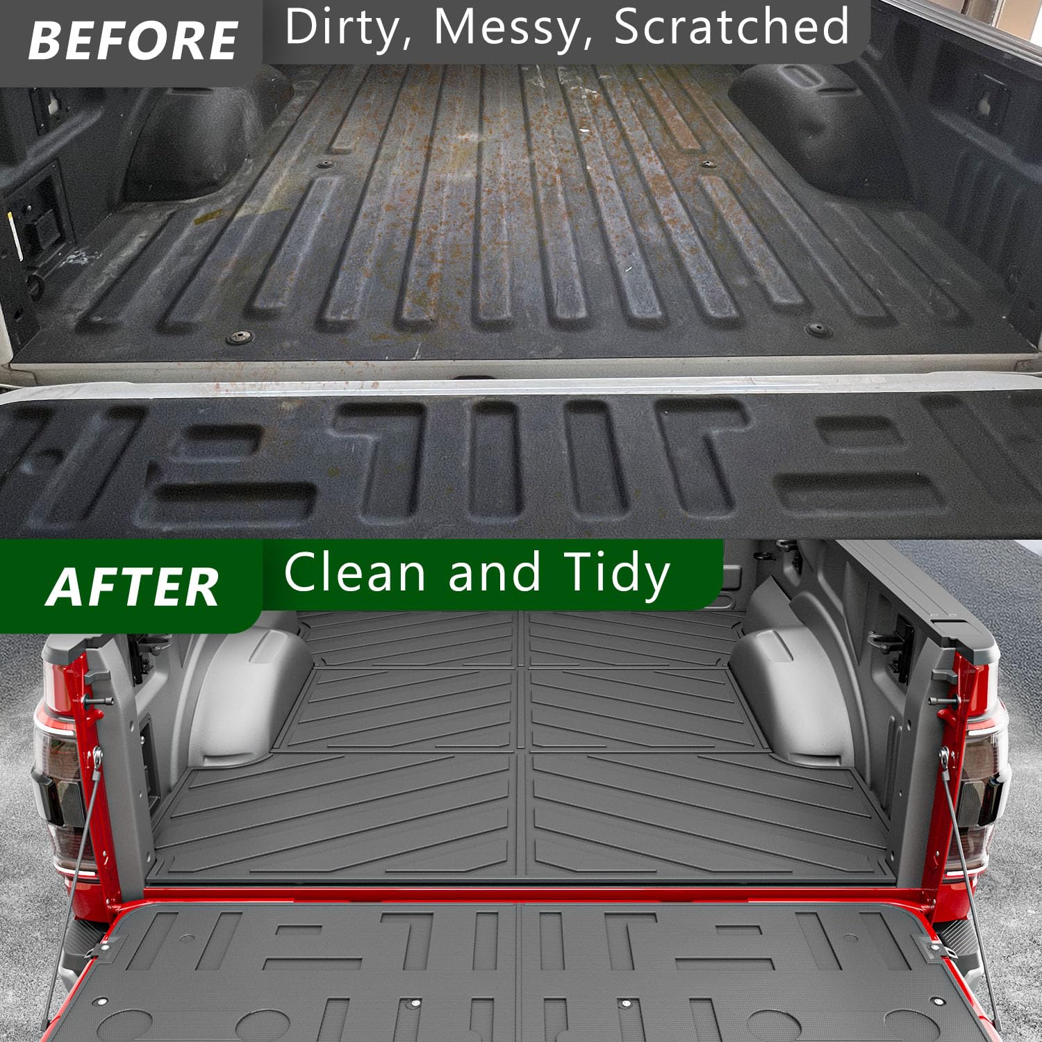 6.5FT Heavy Duty TPE Truck Bed Mat & Tailgate Liner Compatible with 2021-2025 Ford F-150 (6.5ft Bed) - Durable, Non-Slip Protection for Cargo & Gear - Perfect for Camping, Work Sites & Off-Road Adventures
