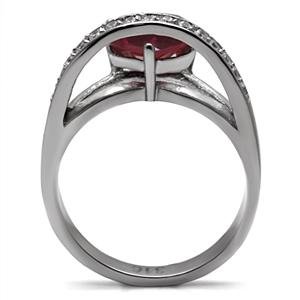 Ruby Red Heart Cubic Zirconia Ring - Elegant Sterling Silver Jewelry for Women | Perfect for Valentine's Day, Anniversary & Romantic Gifts