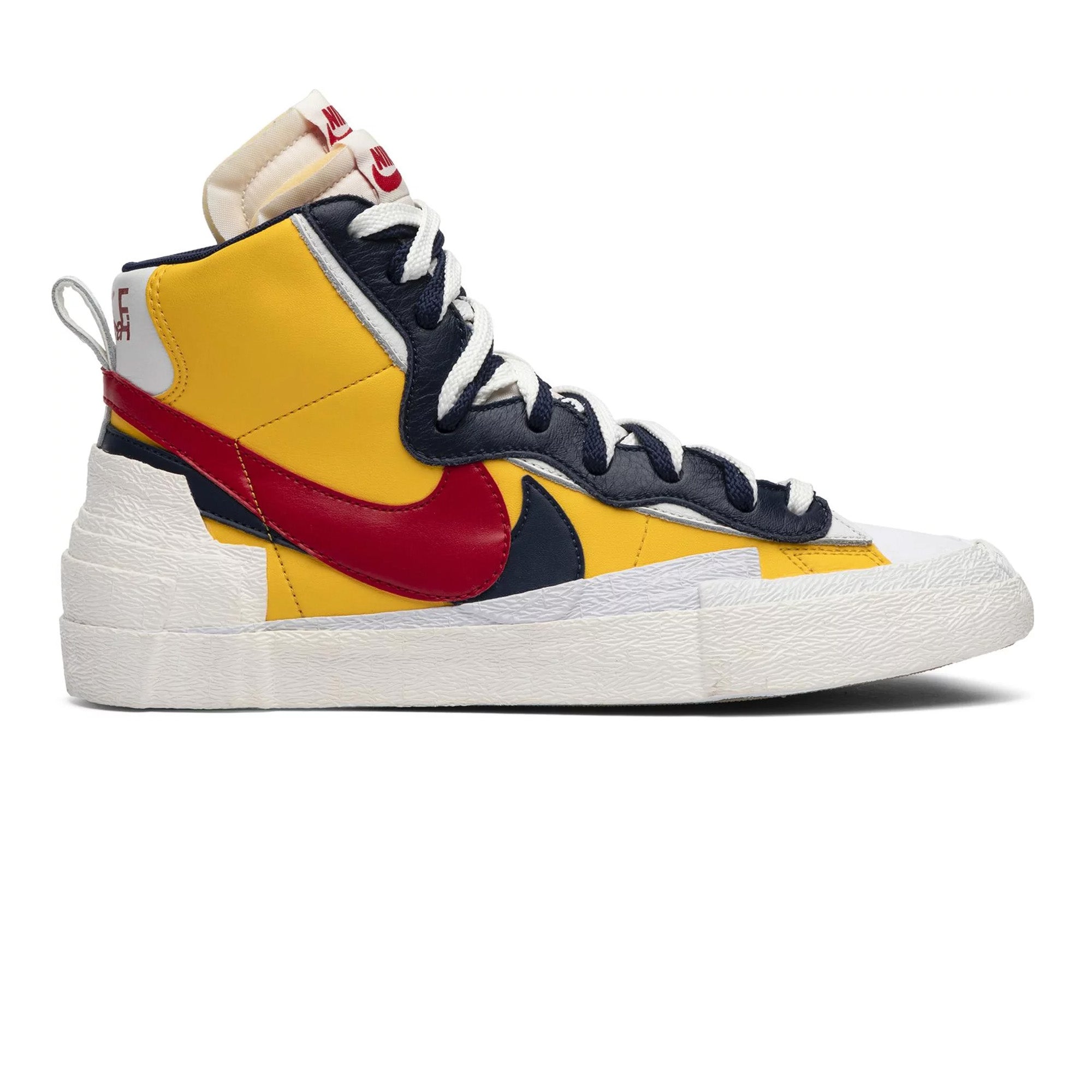 Sacai x Nike Blazer Mid Sneakers - Yellow & Blue Colorway | Unisex Retro Basketball Shoes for Men & Women | Streetwear, Casual Wear, Sneaker Collection