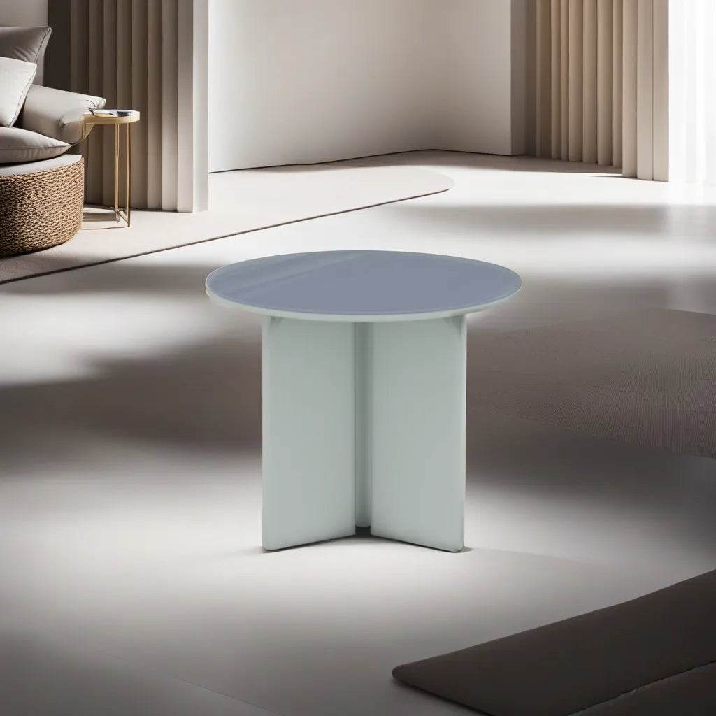 Magnolia Side Table with Tempered Glass Top - Modern End Table for Living Room, Bedroom & Office - Sturdy Nightstand with Shatterproof Glass Surface