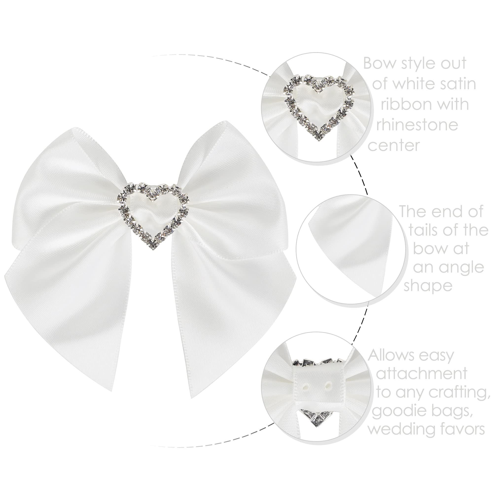 Sparkle Rhinestone Bows for Wedding, Baby Shower & Gift Wrapping - 12 Pack