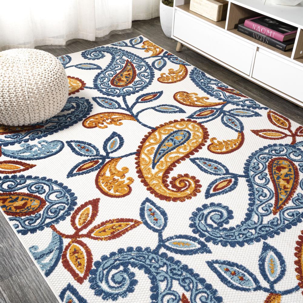 Julien Paisley High-Low Indoor/Outdoor Area Rug - Stylish Bohemian Decor for Living Room, Patio & Bedroom