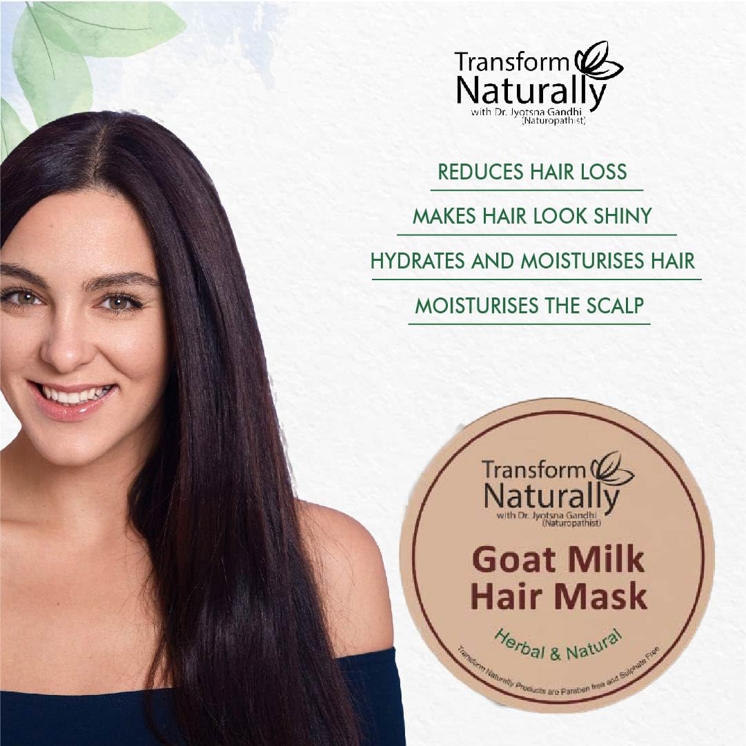 Organic Goat Milk Hair Mask for Hair Growth & Nourishment - Sulfate & Paraben Free Deep Conditioning Treatment - Hydrating Hair Mask for Dry, Frizzy & Damaged Hair - 200g - Perfect for Salon-Quality Hair Care at Home