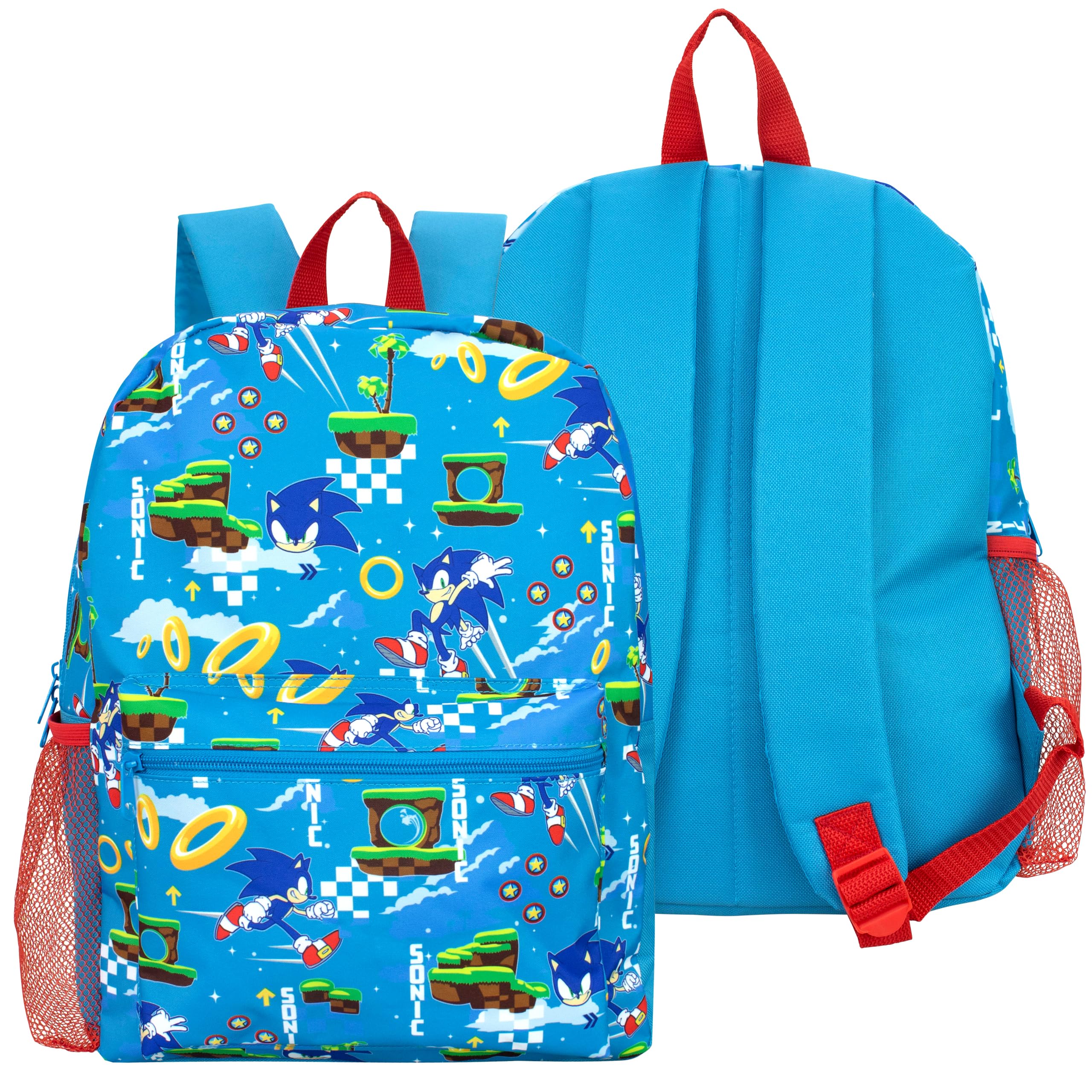 Sonic The Hedgehog Backpack Set for Kids - Blue School Backpack with Matching Lunch Bag, Pencil Case & Water Bottle | Perfect for School, Travel & Daily Use