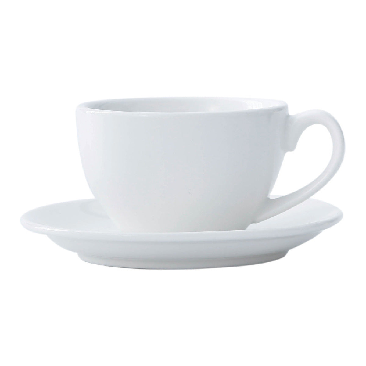 I.XXI Premium White Ceramic Latte Mug with Saucer - 350ml Coffee Cup for Home, Office & Cafe Use - Perfect for Espresso, Cappuccino and Tea