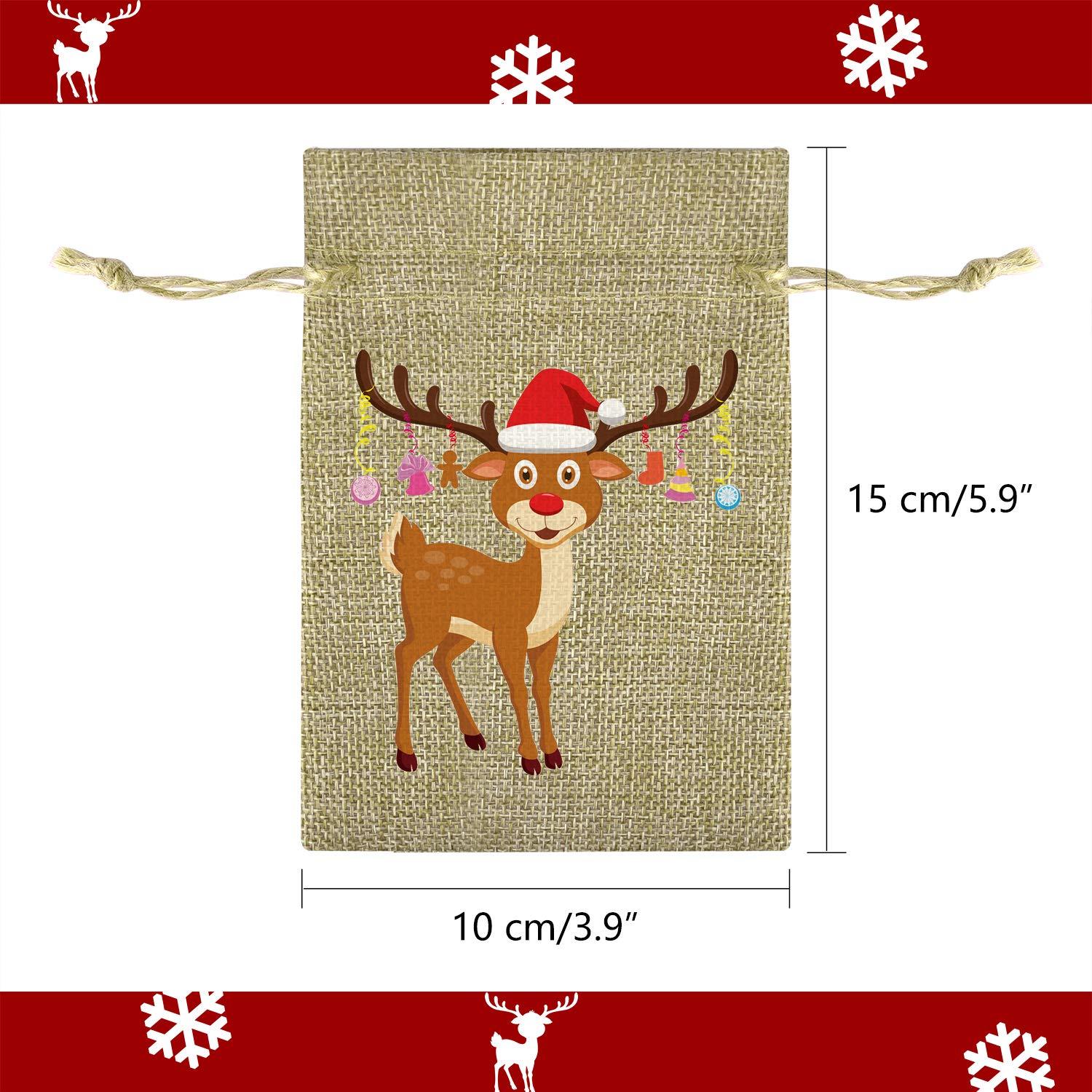 50Pcs Natural Burlap Drawstring Bags - Small Jute Favor Bags for Christmas Party Favors, Wedding Favors, Baby Shower & Birthday Gifts - Eco-Friendly Party Supplies for Candy, Treats & Small Gifts
