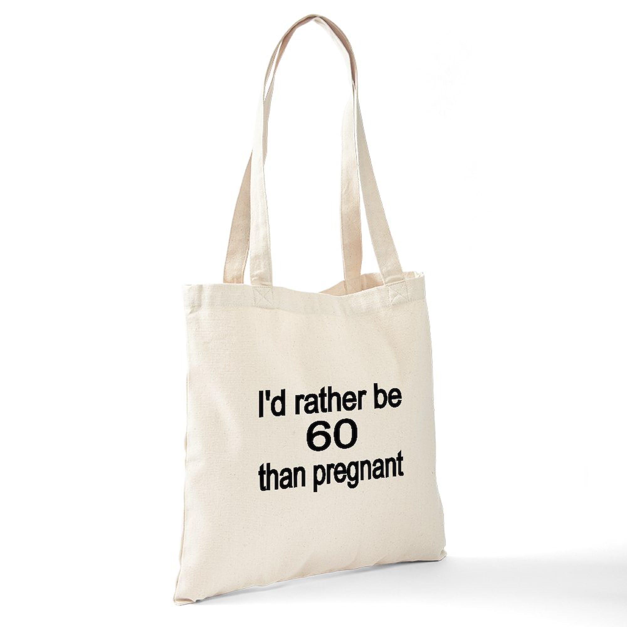 60th Birthday Gift Tote Bag - Natural Canvas Reusable Shopping Bag for Women - Funny 'I'd Rather Be 60 Than Pregnant' Design - Perfect for Groceries, Beach Trips & Daily Use