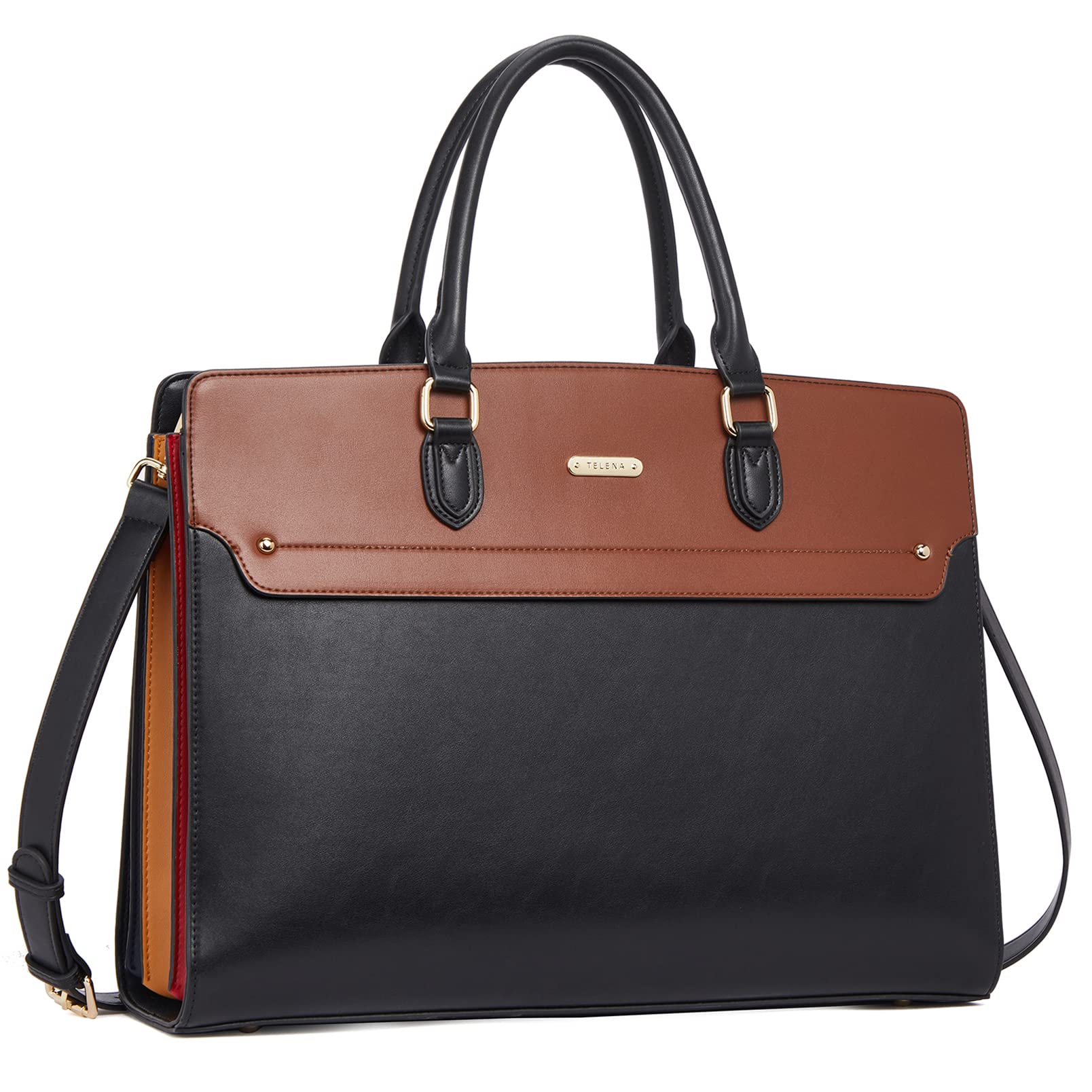 Telena 15.6 Inch Leather Laptop Tote Bag for Women - Stylish Shoulder Briefcase with Large Capacity - Perfect for Work, Business Meetings & Travel