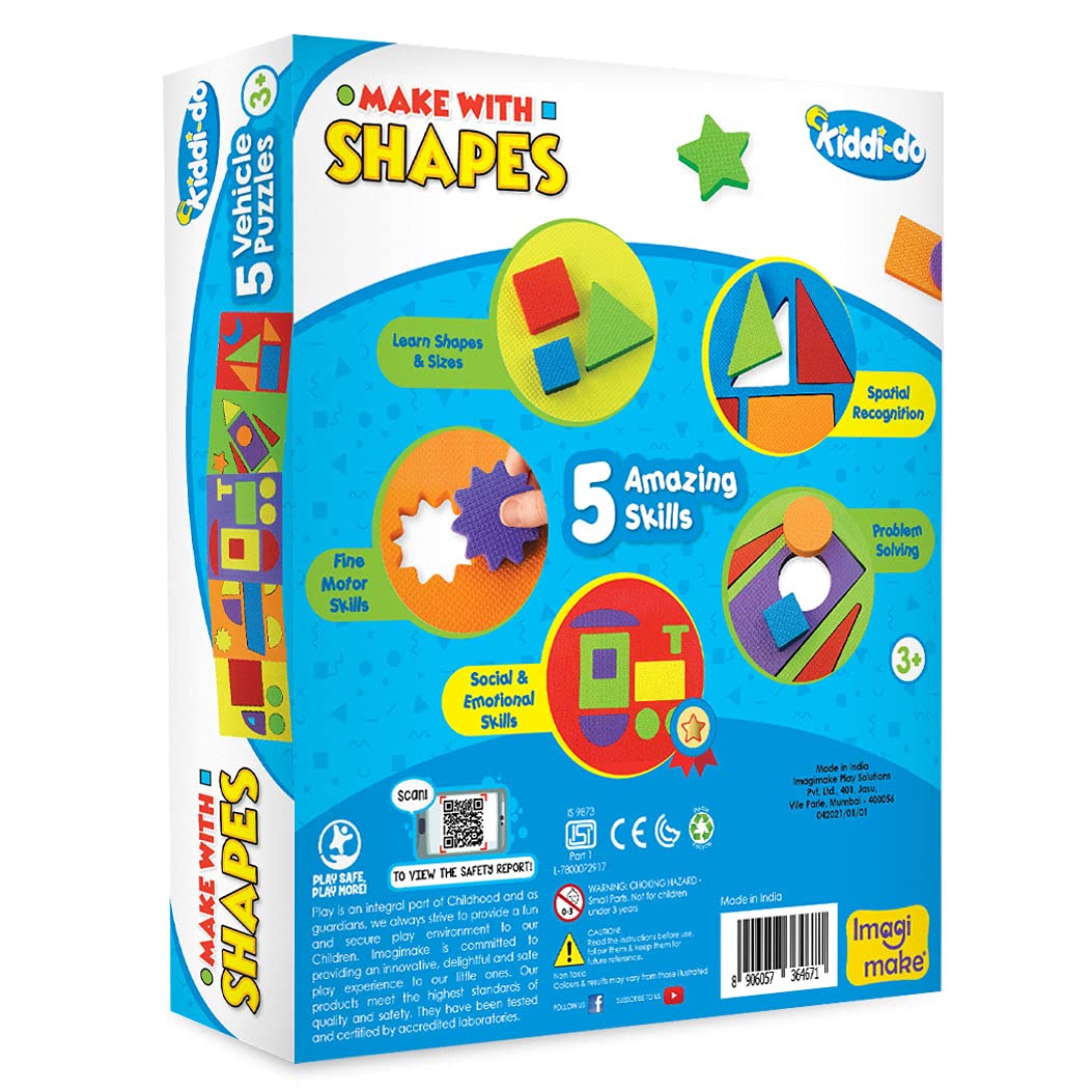 Imagimake Vehicle Shape Puzzle - Montessori Learning Toy for Toddlers Ages 3+ | Preschool STEM Activities | Educational Shape Matching Game for Kids | Perfect for Classroom & Homeschool Play