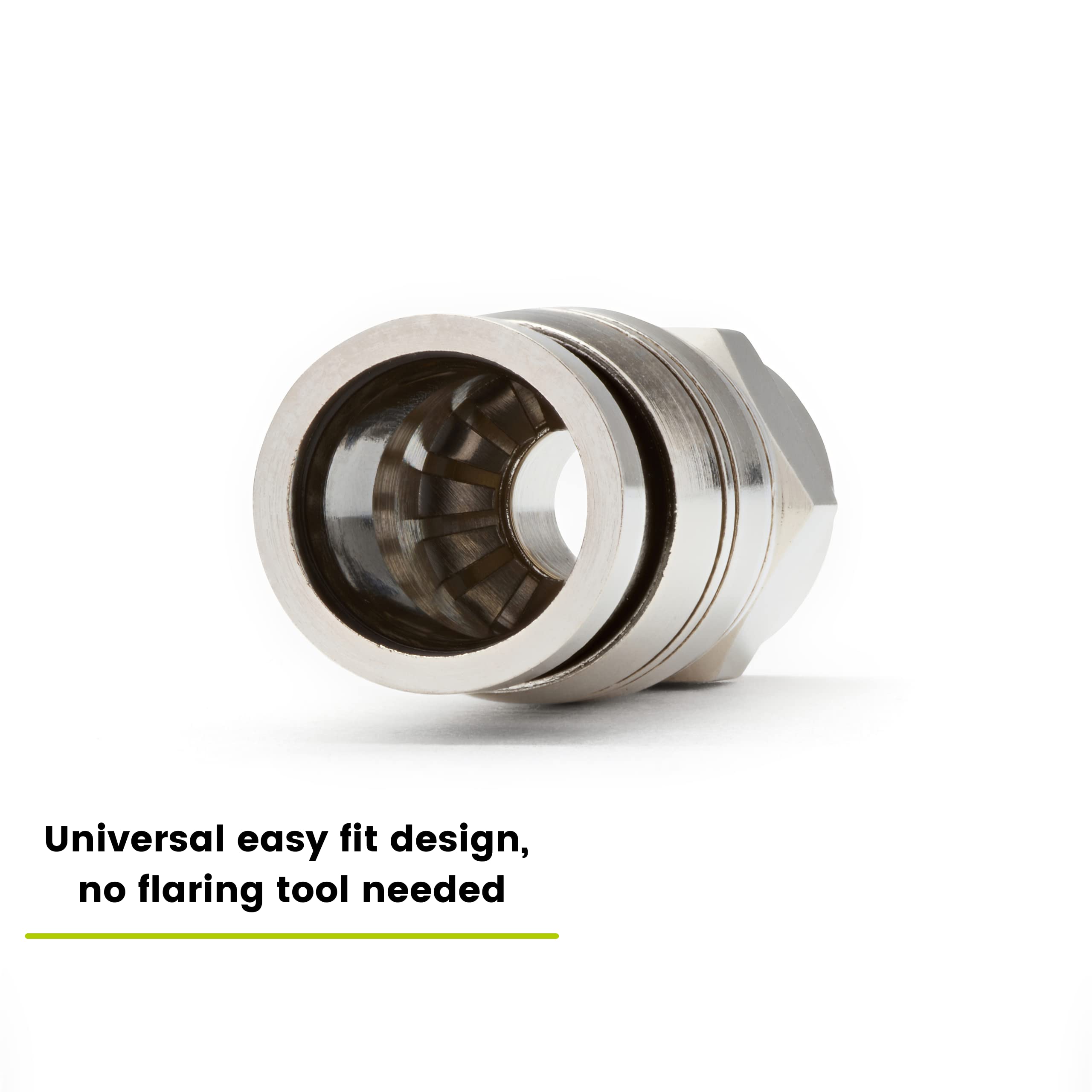 TrueCABLE Universal Easy Fit RG6 & RG6Q Compression F-Connector for Dual Shield (DS), Tri-Shield & Quad Shield (QS) Coaxial Cable - 100 Pack - Perfect for Cable TV, Satellite, Internet & Security System Installations