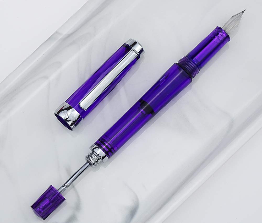 Lanxivi 3-Pack Transparent Fountain Pens - Fine Nib for Smooth Writing - Office & Calligraphy Use