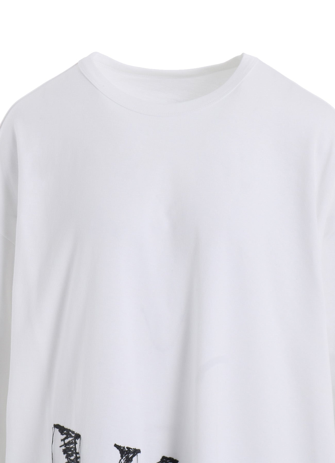 Y's Logo Stitch Asymmetric Drape Cotton Jersey Top - Women's Fashion Casual Wear for Daily Outings & Street Style