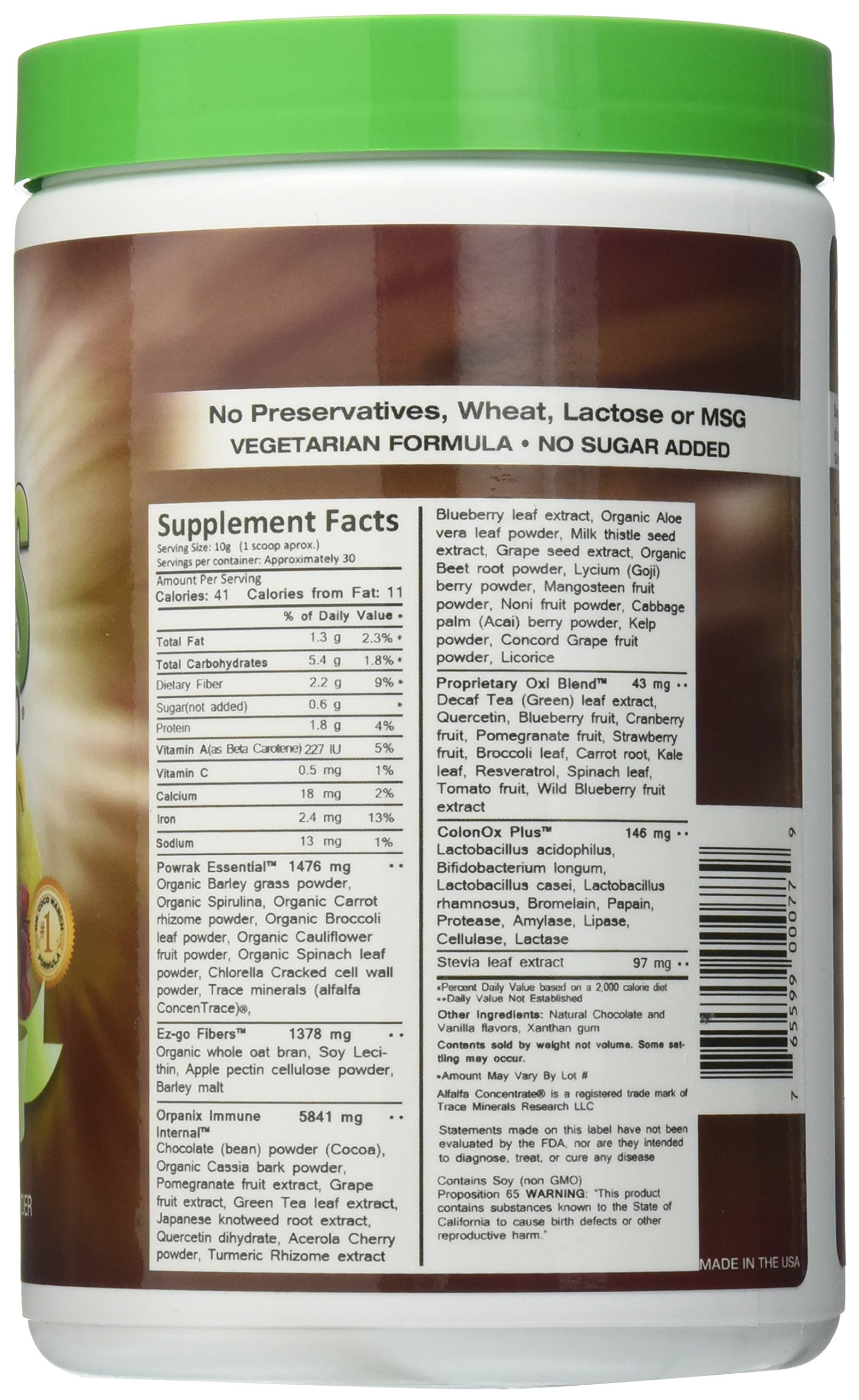 Greens World Delicious 8000 Superfood Supplement - Chocolate Flavor, 10.6oz (300g) | Nutrient-Rich Powder for Smoothies, Baking & Healthy Lifestyle