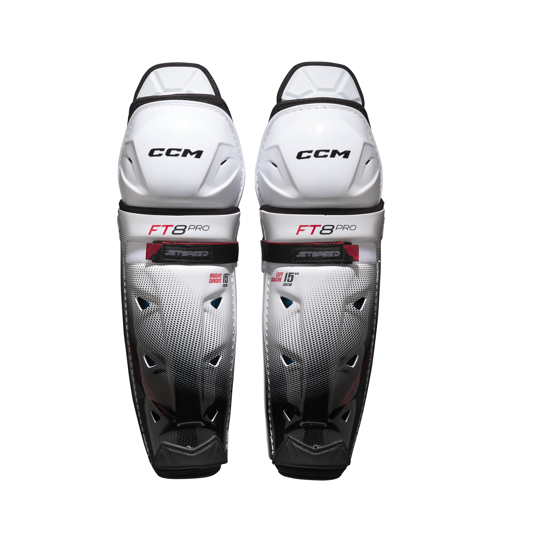 CCM JetSpeed FT8 Pro Hockey Shin Guards for Senior Players - Protective Gear for Ice Hockey & Roller Hockey Games & Practices