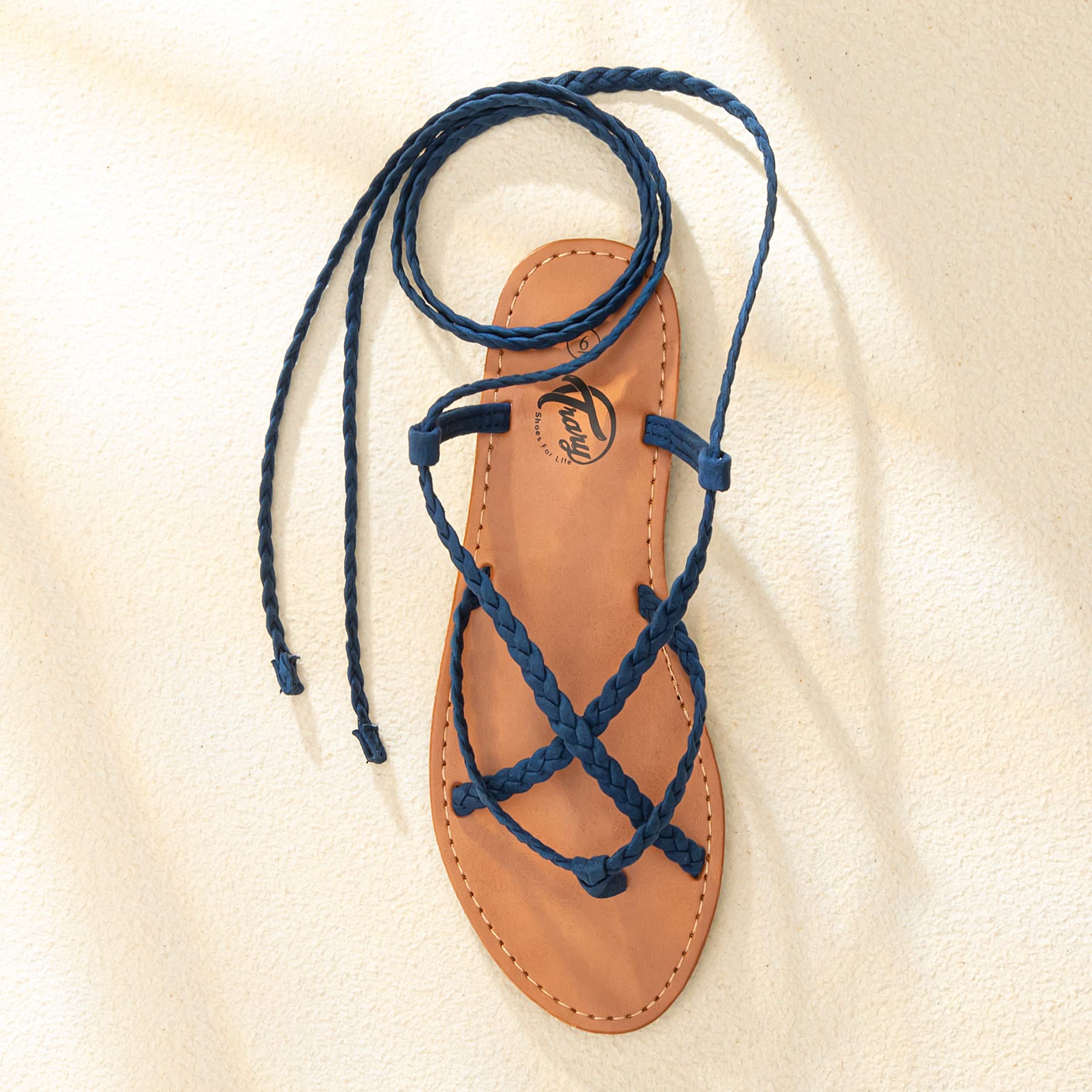 Women's Trary Lace-Up Gladiator Sandals - Open Toe Flat Dressy Summer Sandals for Beach & Casual Wear | 2023 Trendy Women's Fashion Footwear