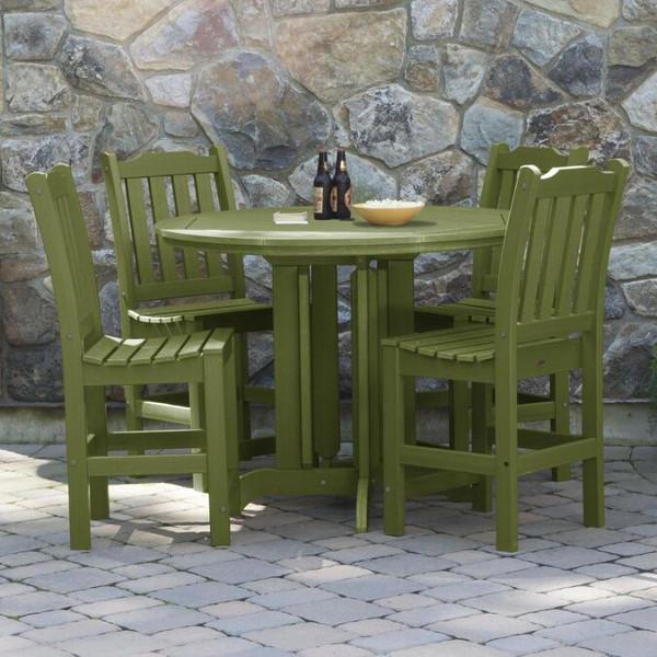 Lehigh 5-Piece Round Counter Height Recycled Plastic Outdoor Dining Set - Patio, Deck, Garden, or Backyard Furniture for Casual Entertaining