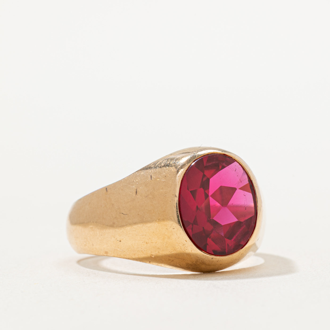 Solitaire Synthetic Ruby Statement Ring - 4.00ct Oval Cut Lab-Created Ruby in Sterling Silver - Size 11 | Elegant Engagement, Anniversary Gift or Special Occasion Jewelry