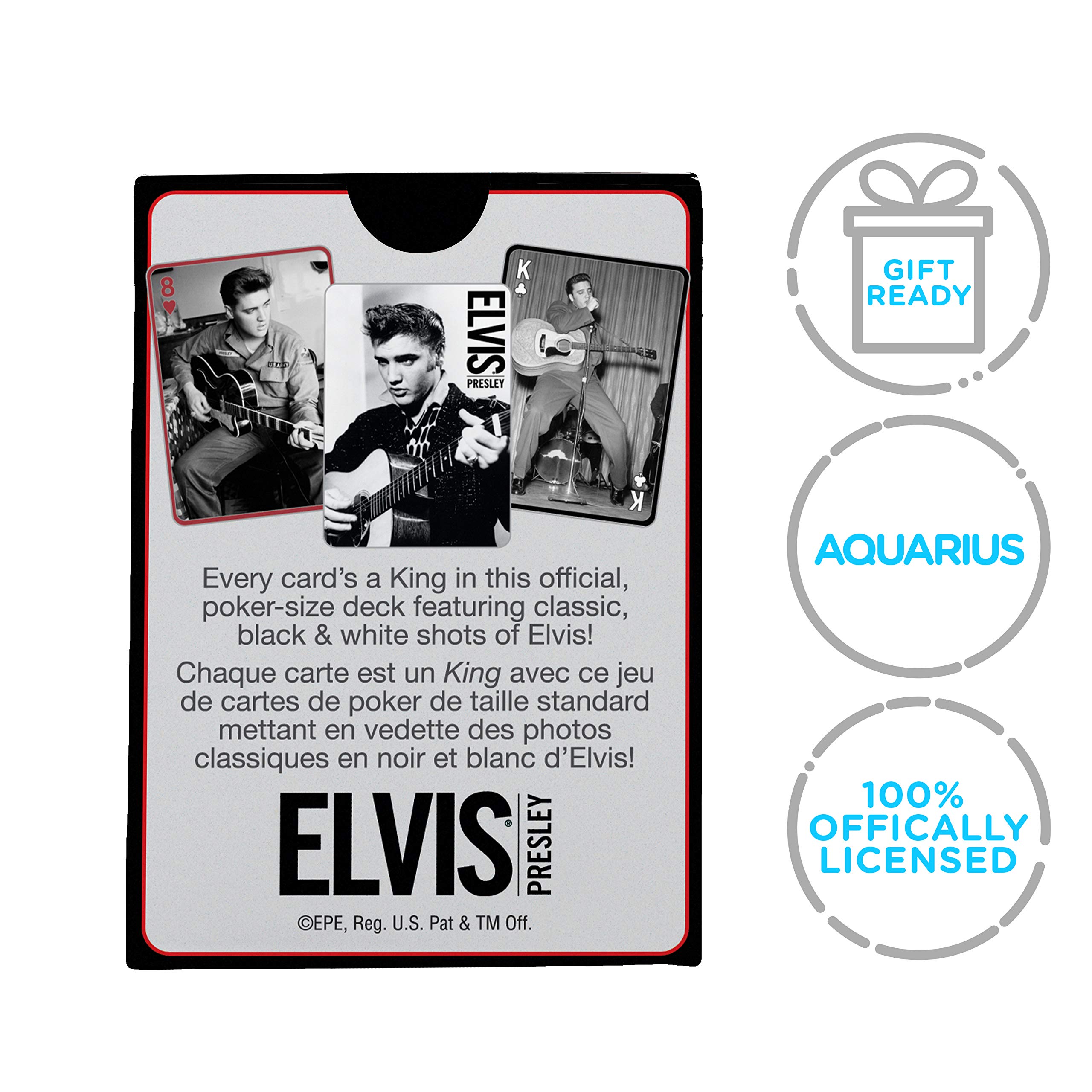 Aquarius Elvis Black and White Playing Cards Deck - Premium Poker Cards for Magic Tricks, Card Games, and Collectibles