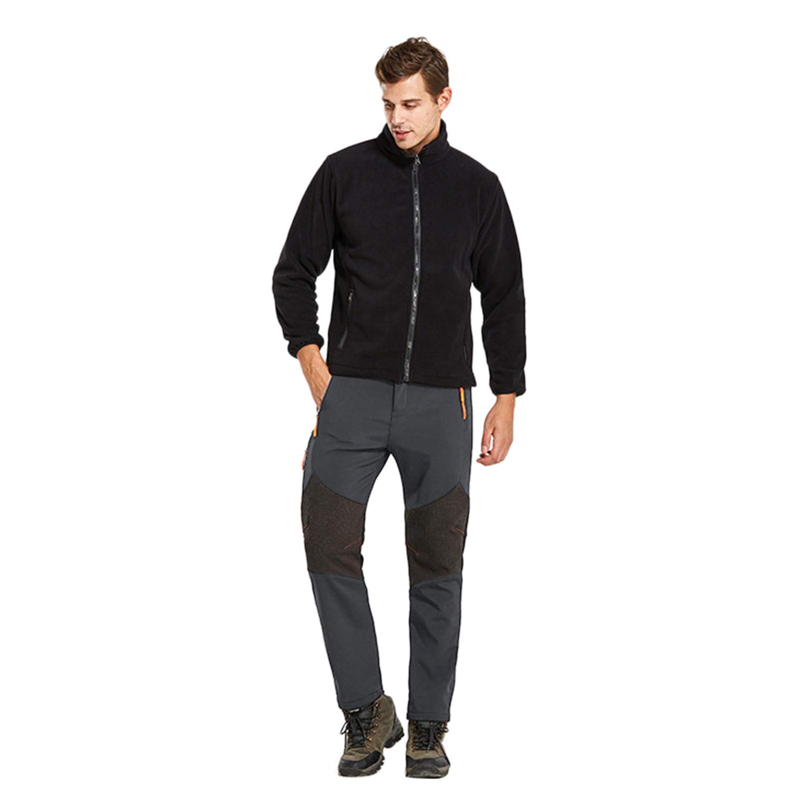 Men's Fleece-Lined Ski Pants - Waterproof Shell, Thickened Warm Winter Pants with Color Block Design, Athletic Fit Outdoor Sports Pants for Skiing, Snowboarding & Cold Weather Activities