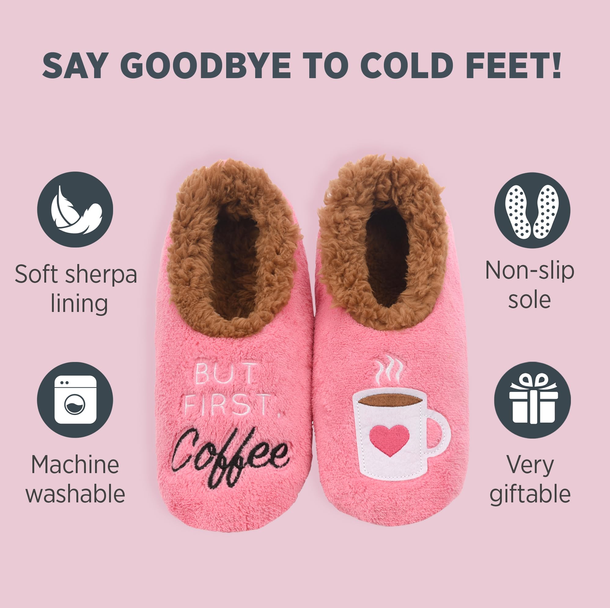Cozy Sherpa-Lined Slipper Socks for Women - Non-Slip Fuzzy House Shoes with Warm Fleece Lining - Perfect for Winter Comfort at Home, Lounging & Gift Giving