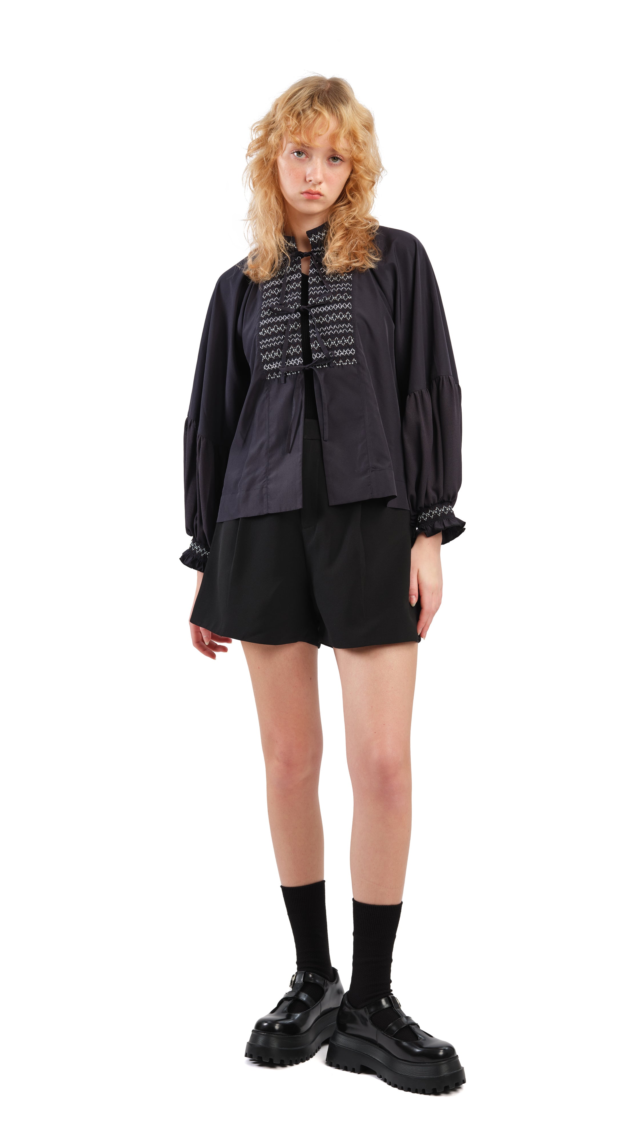 Stylish Smocking Balloon Sleeves Jacket for Women - Trendy Blouse with Puff Sleeves - Perfect for Casual Outings, Date Nights & Office Wear