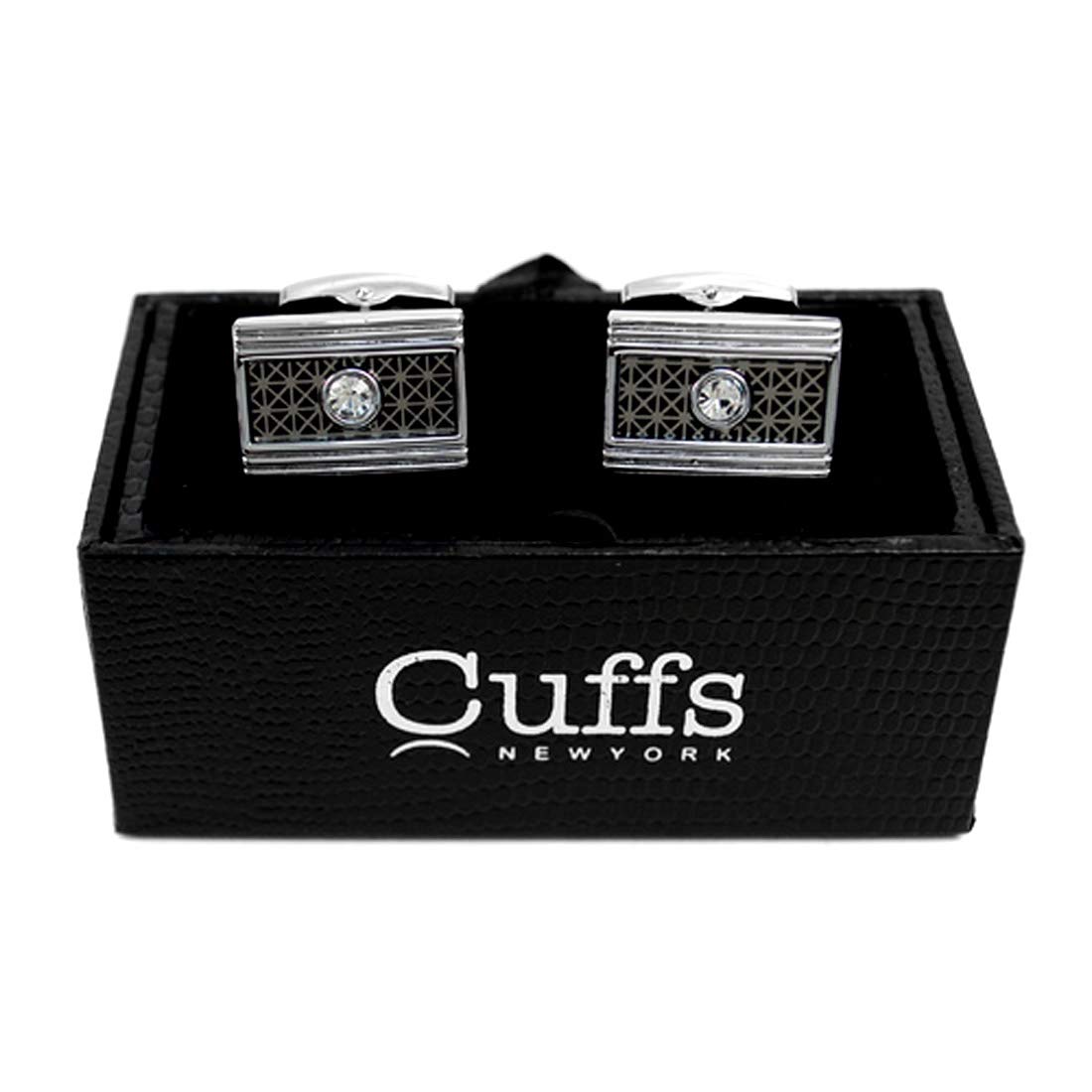 Premium Silver-Plated Crystal Cufflinks - Elegant Formal Wear Accessory