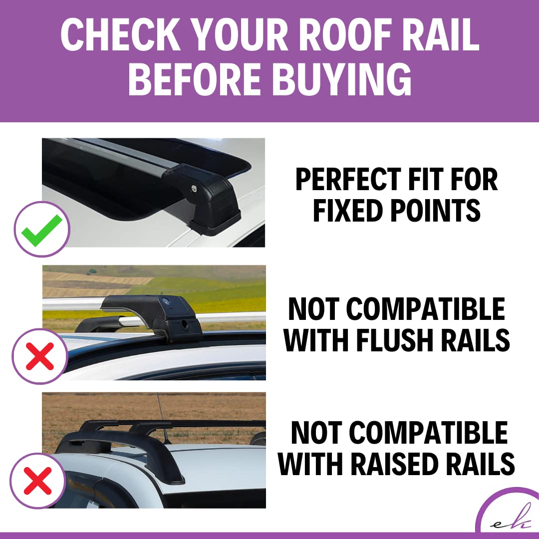 Heavy Duty 220 lbs Aluminum Roof Rack Cross Bars for Mazda 3 2014-2025 | Anti-Theft Locking Crossbars for Rooftop Cargo | Compatible with Fixed Point Roofs - Silver | Perfect for Road Trips, Camping Gear & Outdoor Adventures