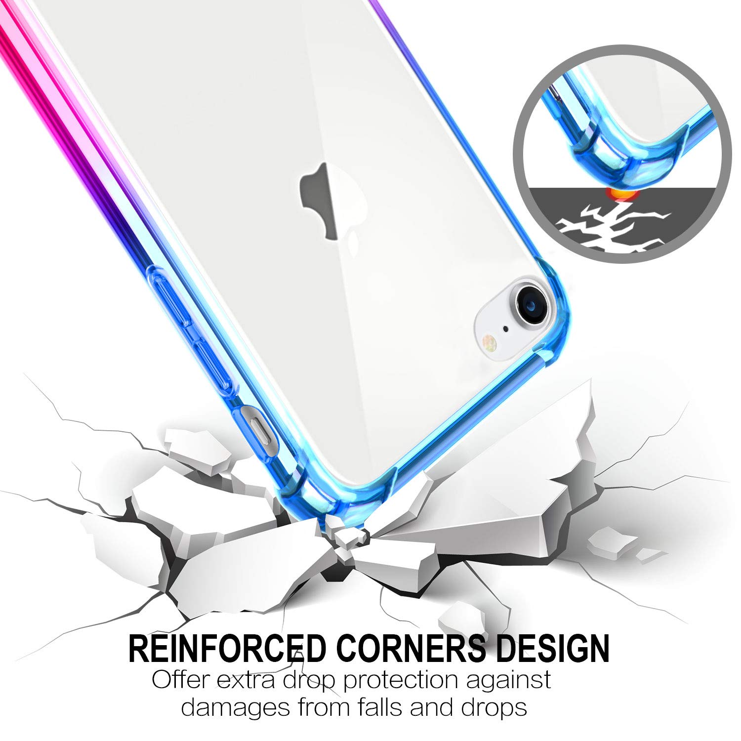 Premium Clear Shockproof iPhone SE 2020/8/7 Case - Slim TPU Bumper & Hard PC Back Cover | Anti-Scratch Protective Phone Case for 4.7