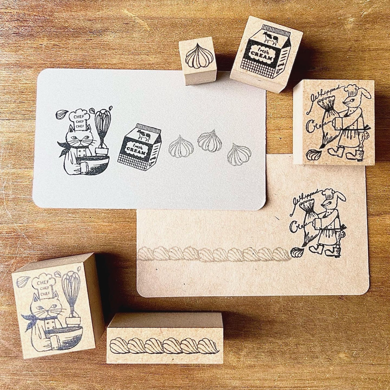 Kinotorico Wooden Rubber Stamp - Fresh Cream Design for DIY Scrapbooking, Card Making & Craft Projects