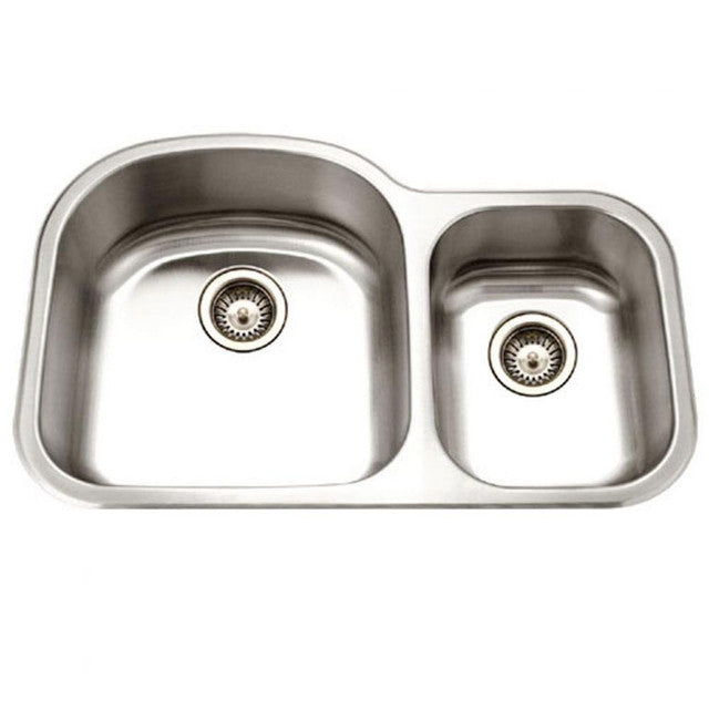 Houzer Medallion Series 32-Inch Stainless Steel Undermount 70/30 Double Bowl Kitchen Sink - Durable & Stylish for Modern Kitchens, Perfect for Meal Prep and Cleanup