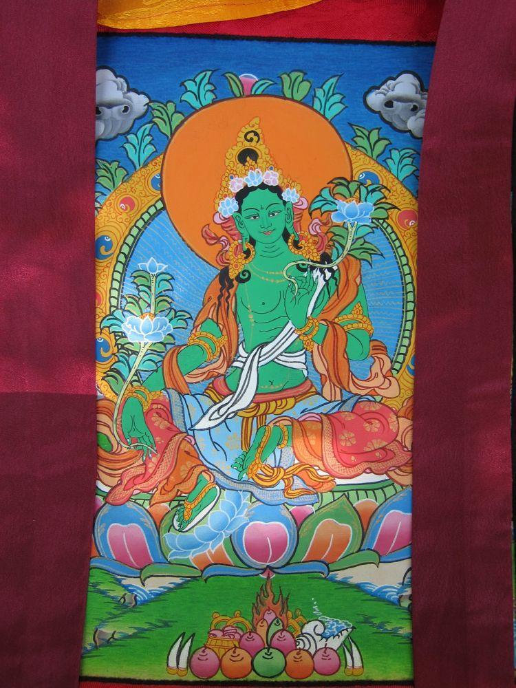 Green Tara Framed Thangka - Handmade Tibetan Buddhist Wall Art for Meditation & Home Decor | Perfect for Yoga Studios, Spiritual Spaces & Gift Giving
